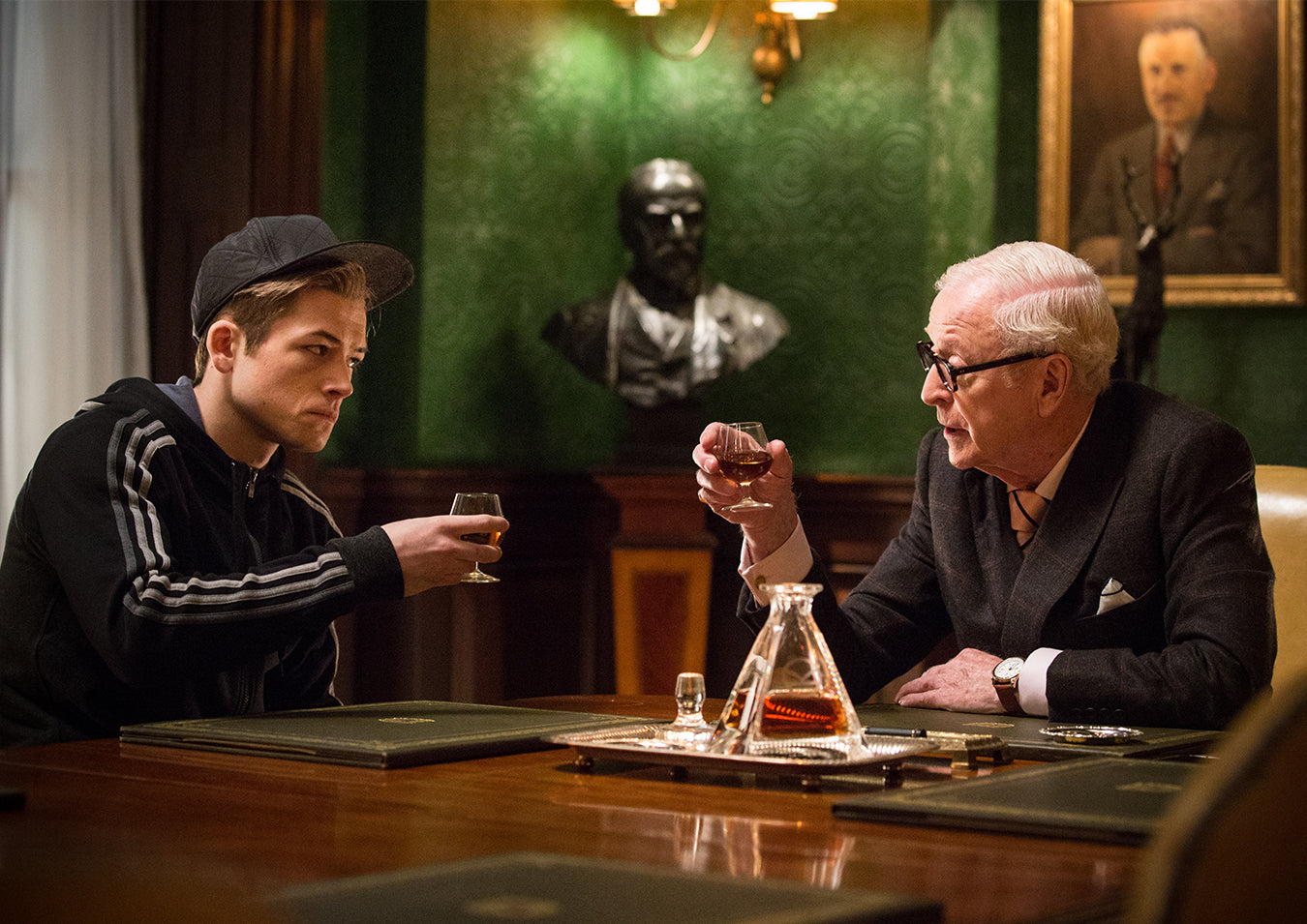 Taron Egerton and Michael Caine 