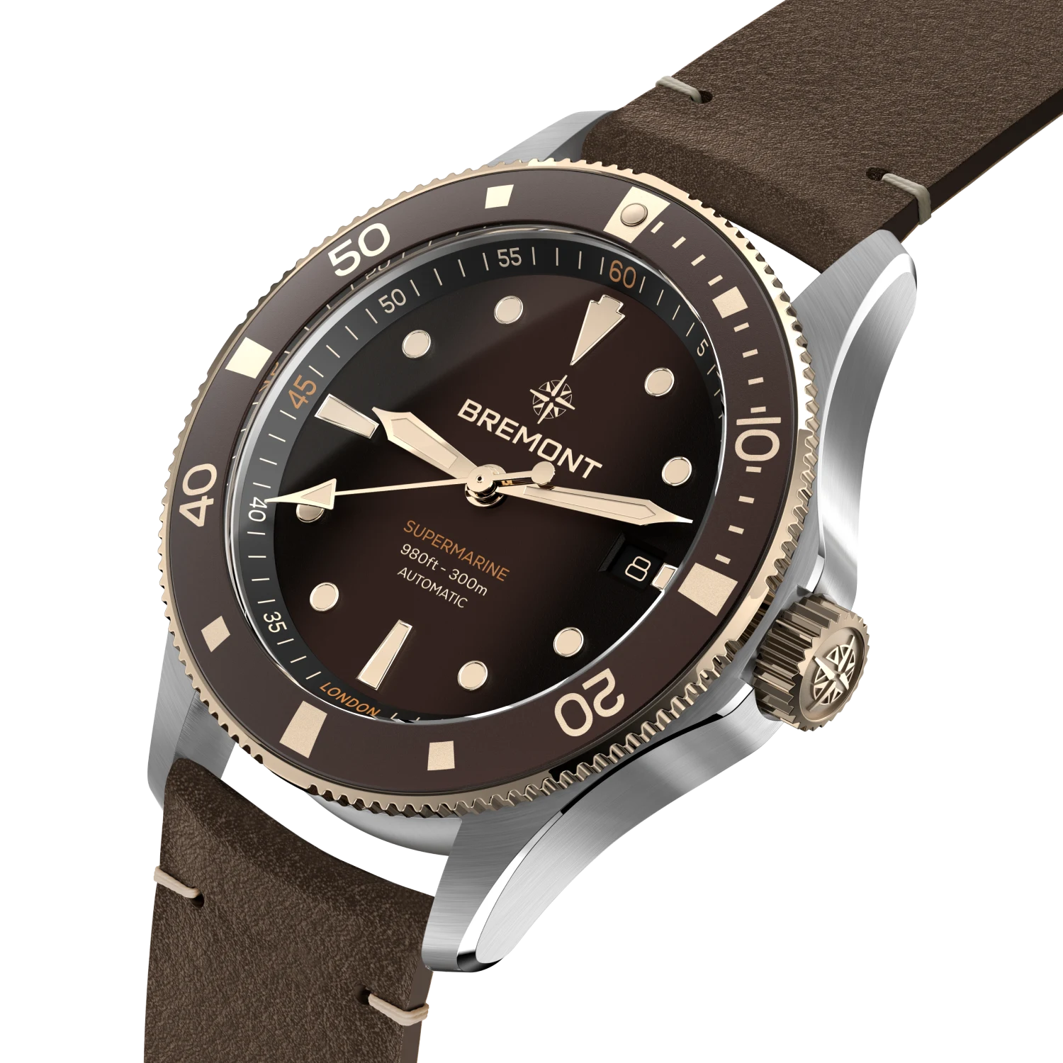 Bremont Watch Company Watches | Mens | Supermarine Supermarine 300M Date [Brown Dial, Leather]