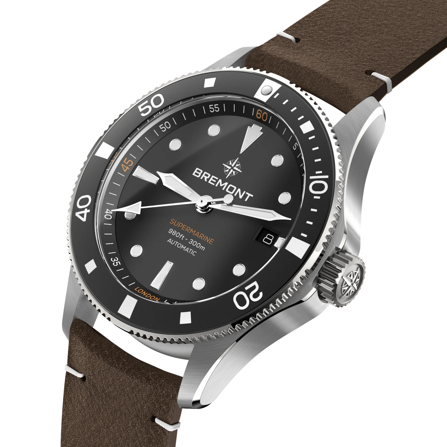 Bremont Watch Company Watches | Mens | Supermarine Supermarine 300M Date [Black Dial, Leather]