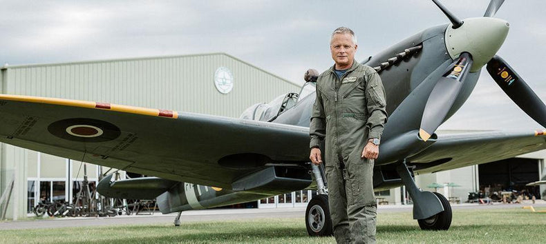 John Romain with spitfire