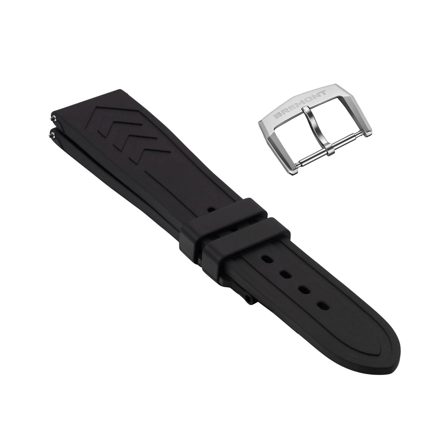 Bremont Watch Company Wayfinder | Accessories | Straps | NATO Supermarine Black Rubber Strap, with Steel Buckle