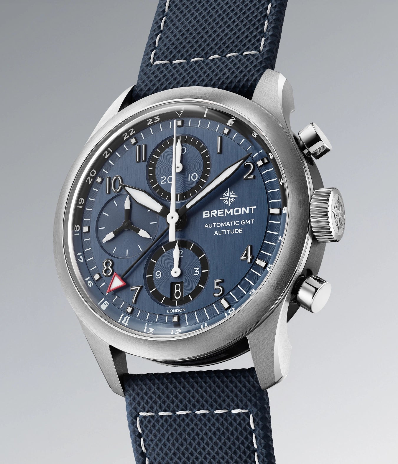 Bremont Watch Company Watches | Mens | Altitude Altitude 42mm Chronograph GMT Blue Dial Leather Strap