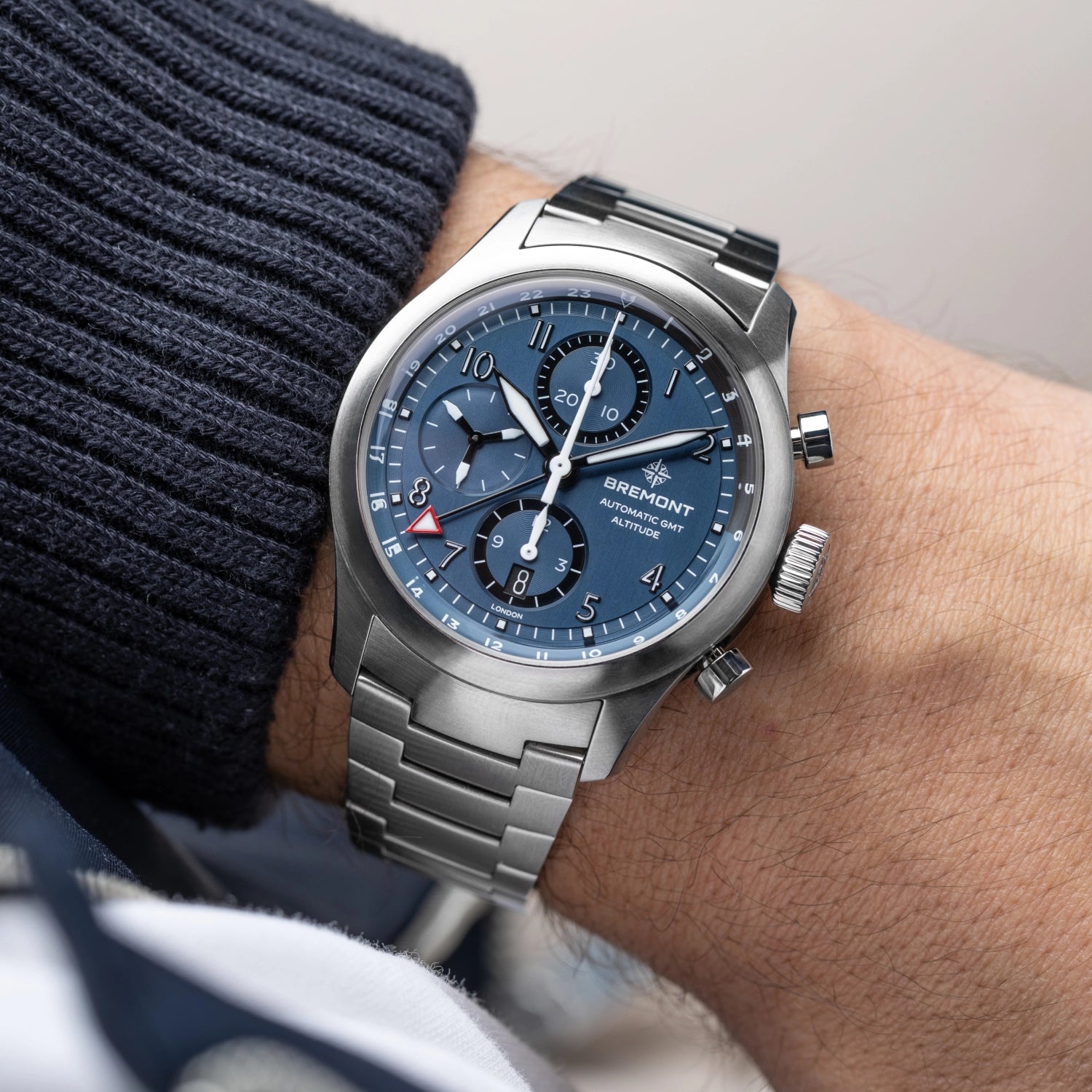 Bremont Watch Company Watches | Mens | Altitude Altitude 42mm Chronograph GMT Blue Dial Bracelet