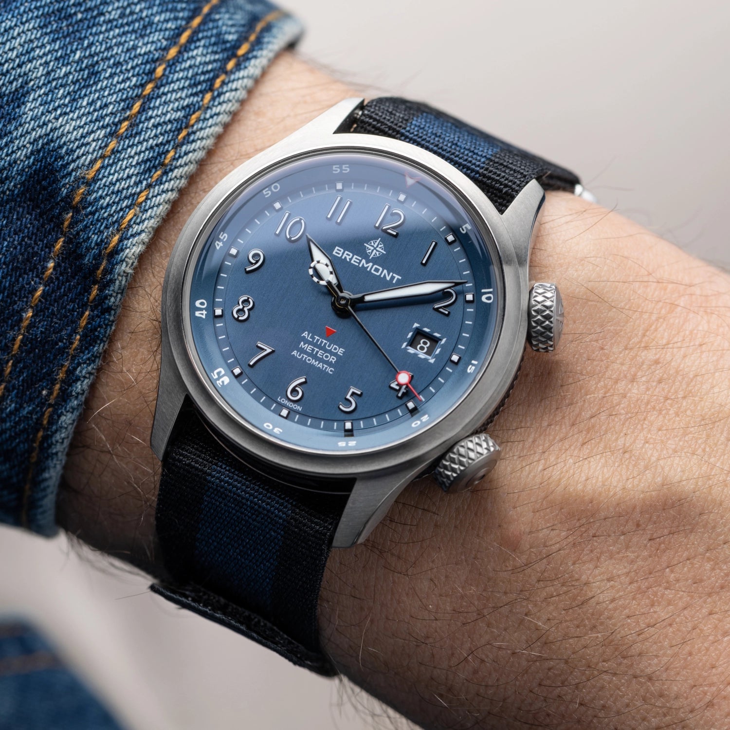 Bremont Watch Company Watches | Mens | Altitude Altitude MB Meteor Blue Dial Blue Barrel Nato Strap