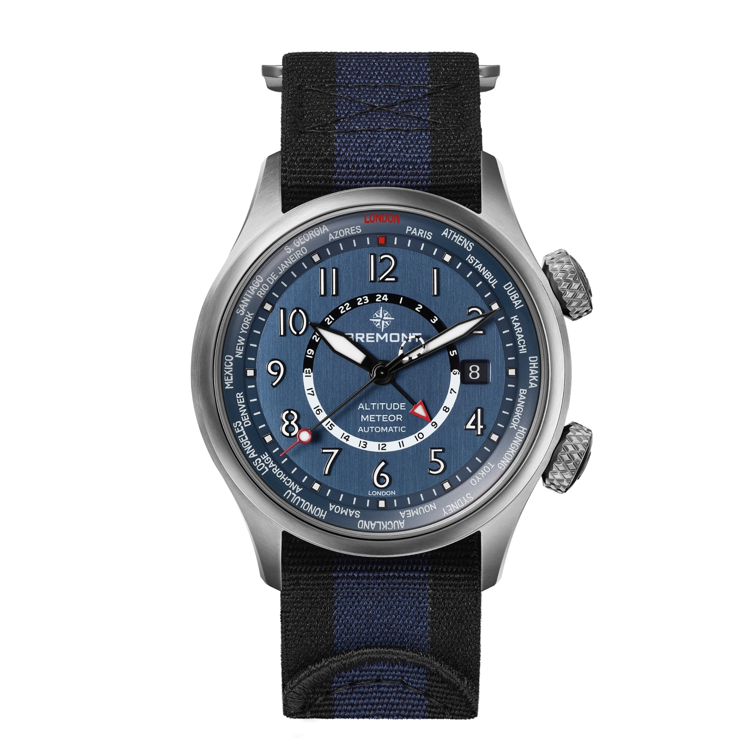 Bremont Watch Company Watches | Mens | Altitude Altitude MB Meteor Time Zones Blue Dial Nato Strap