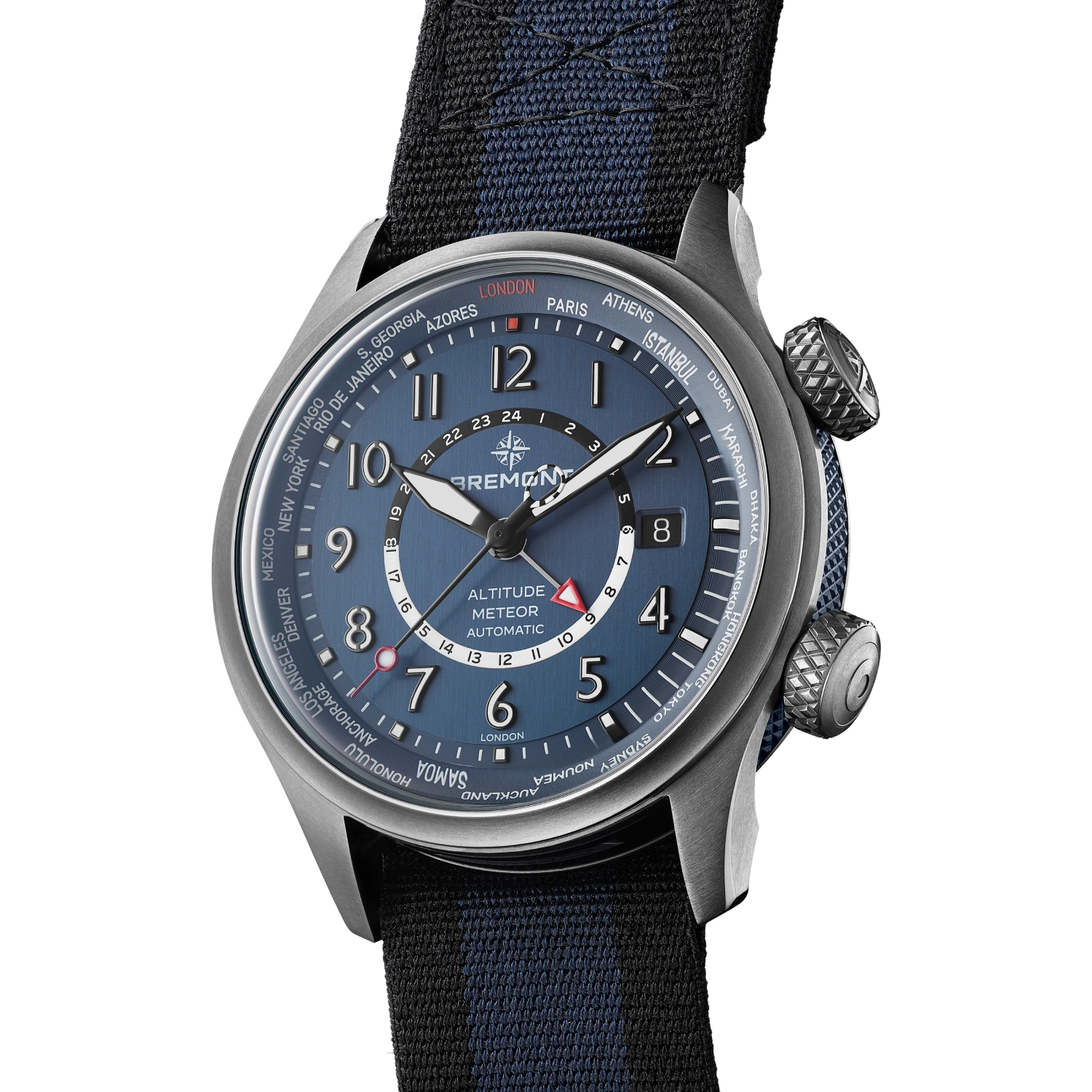 Bremont Watch Company Watches | Mens | Altitude Altitude MB Meteor Time Zones Blue Dial Nato Strap