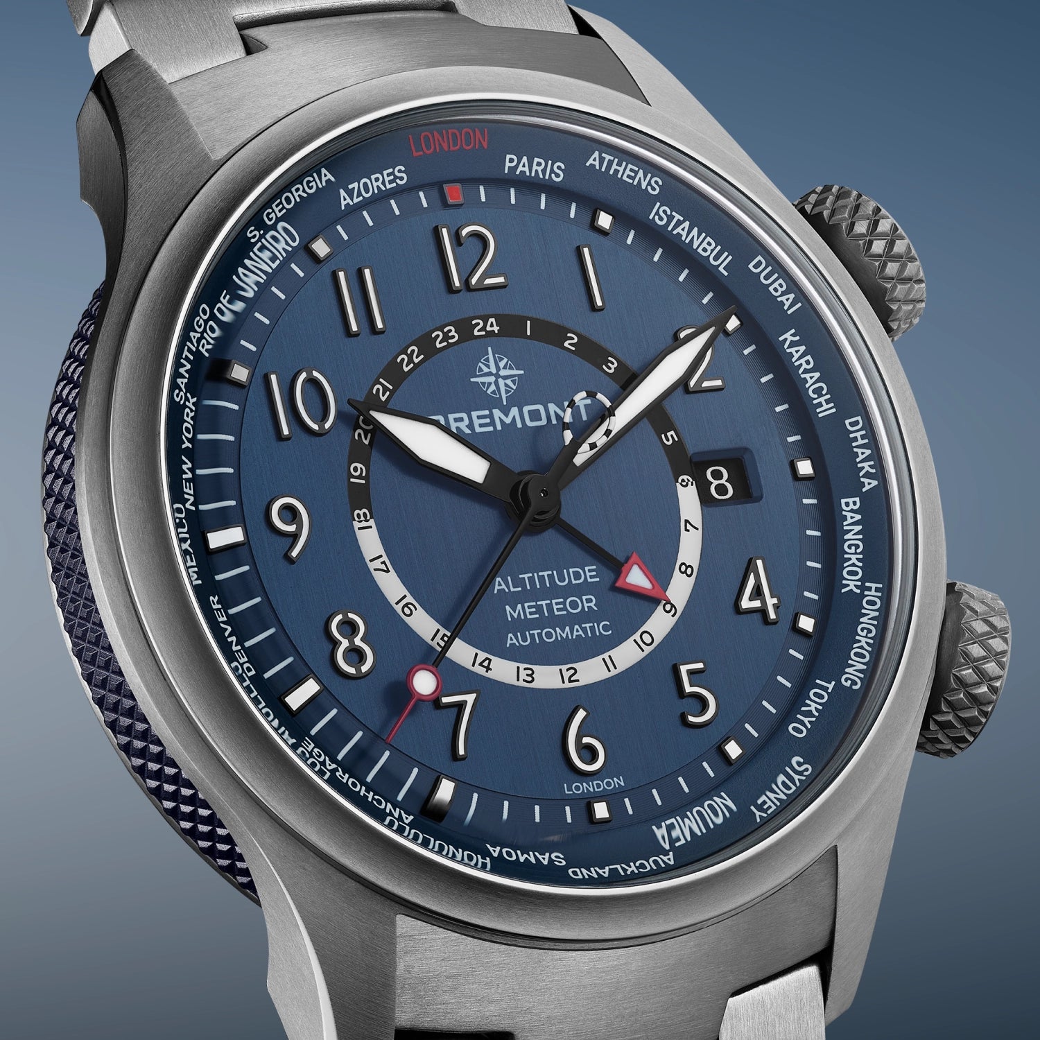 Bremont Watch Company Watches | Mens | Altitude Altitude MB Meteor Time Zones Blue Dial Nato Strap