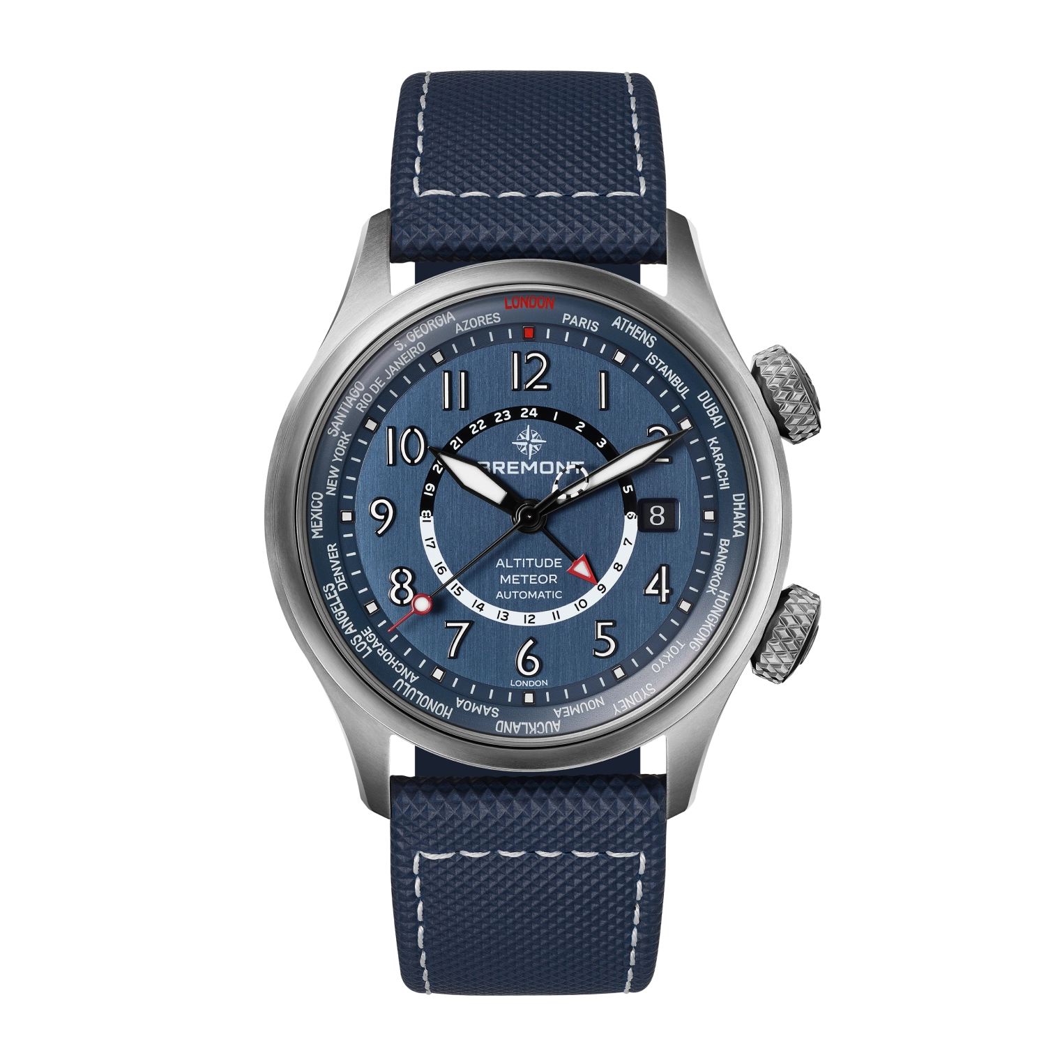 Bremont Watch Company Watches | Mens | Altitude Altitude MB Meteor Time Zones Blue Dial Leather Strap