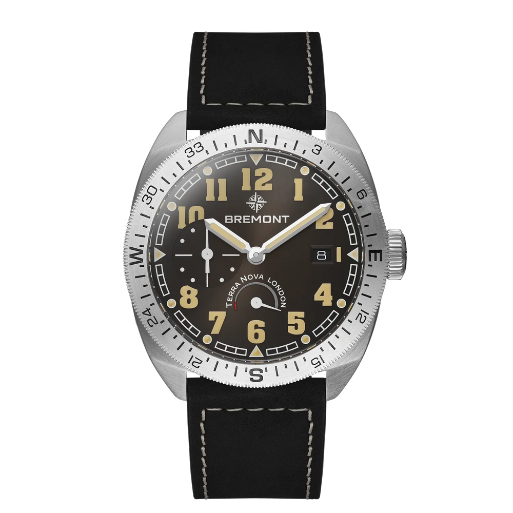 Bremont Watch Company Watches | Mens | Terra Nova Terra Nova 40.5 Turning Bezel Power Reserve [Black Dial, Leather]