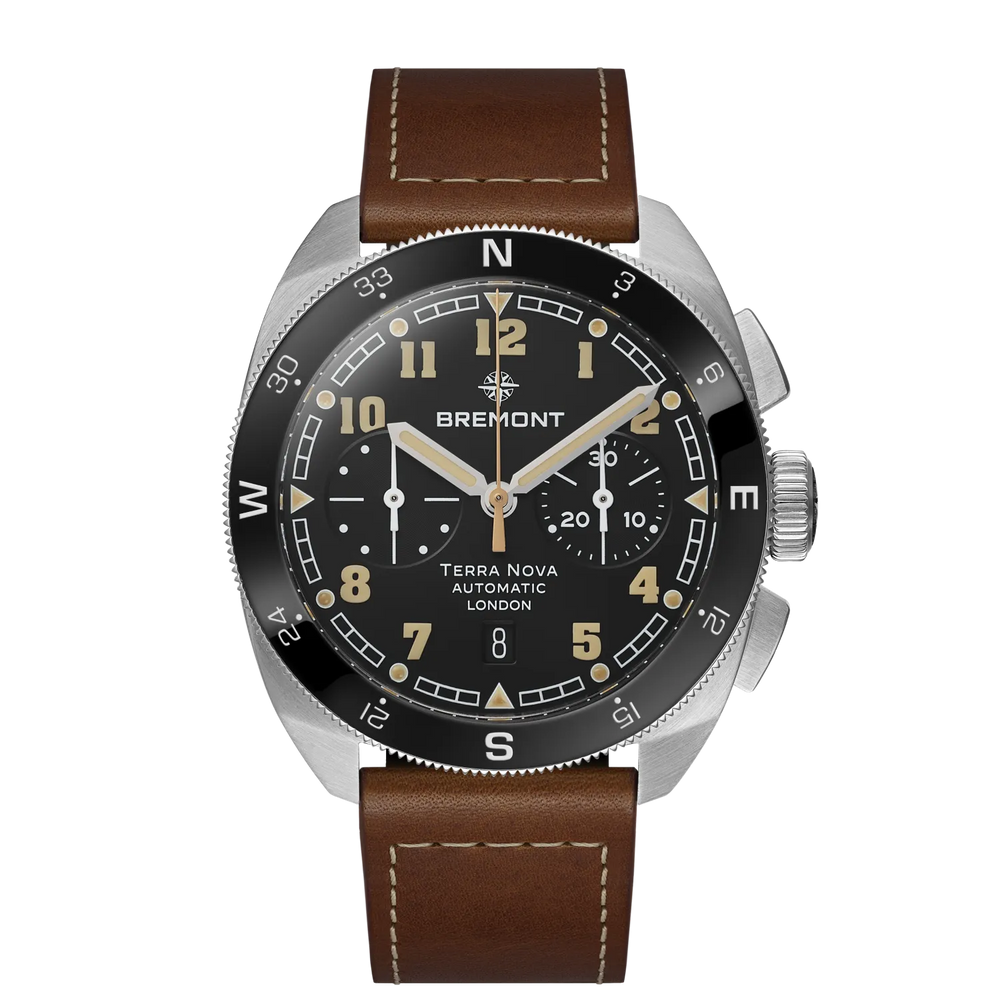 Bremont Watch Company Watches | Mens | Terra Nova Terra Nova 42.5 Chronograph [Black Dial, Leather]