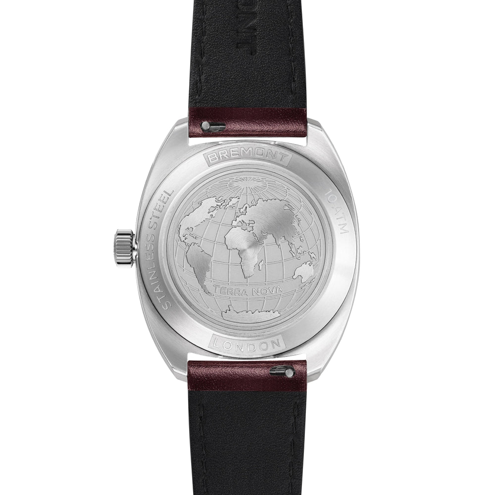 Terra Nova 35mm Jumping Hour Burgundy Leather Strap