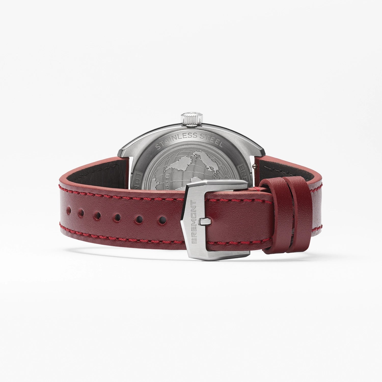 Terra Nova 35mm Jumping Hour Burgundy Leather Strap