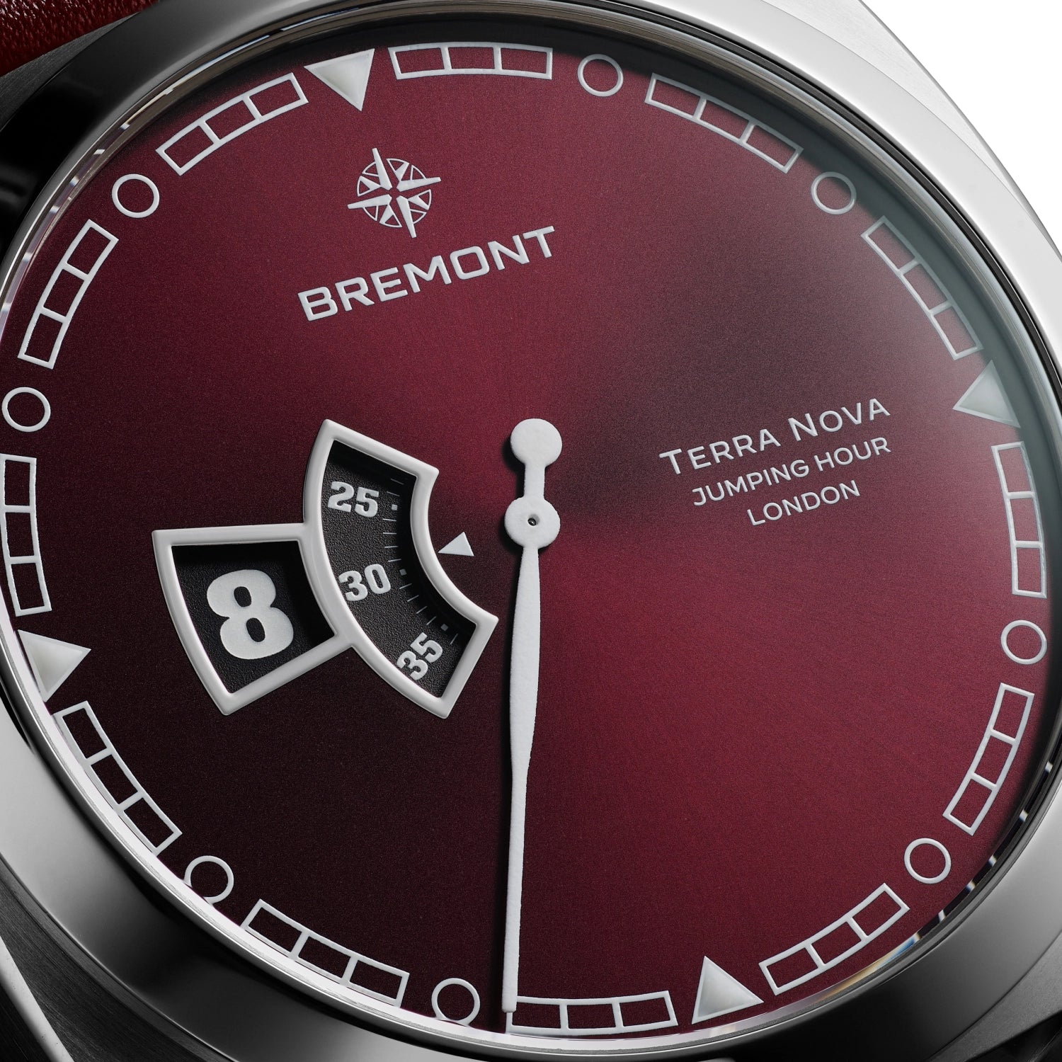 Terra Nova 40.5mm Jumping Hour Burgundy Bracelet