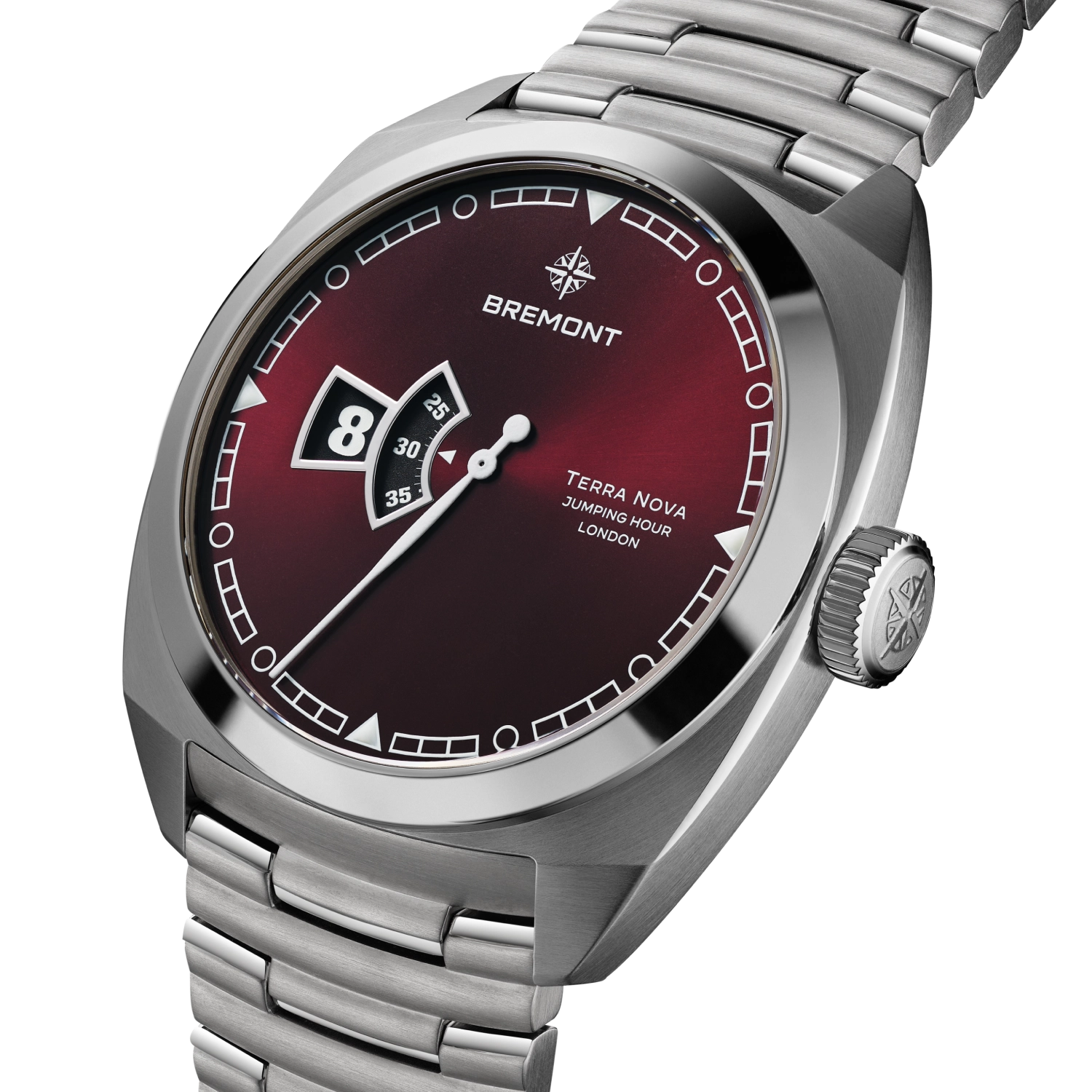 Terra Nova 40.5mm Jumping Hour Burgundy Bracelet