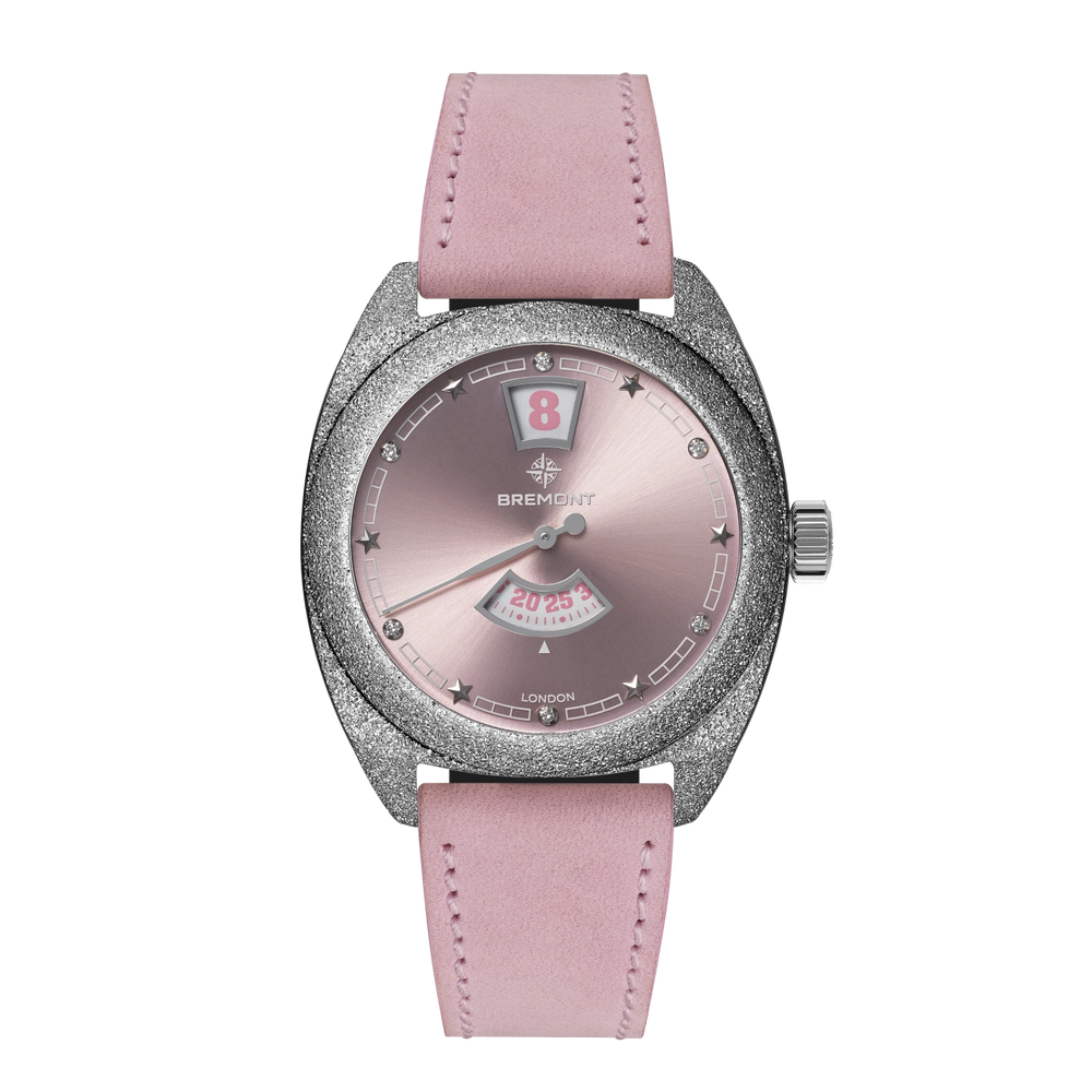 Terra Nova 35mm Jumping Hour Frosted Pink Leather Strap