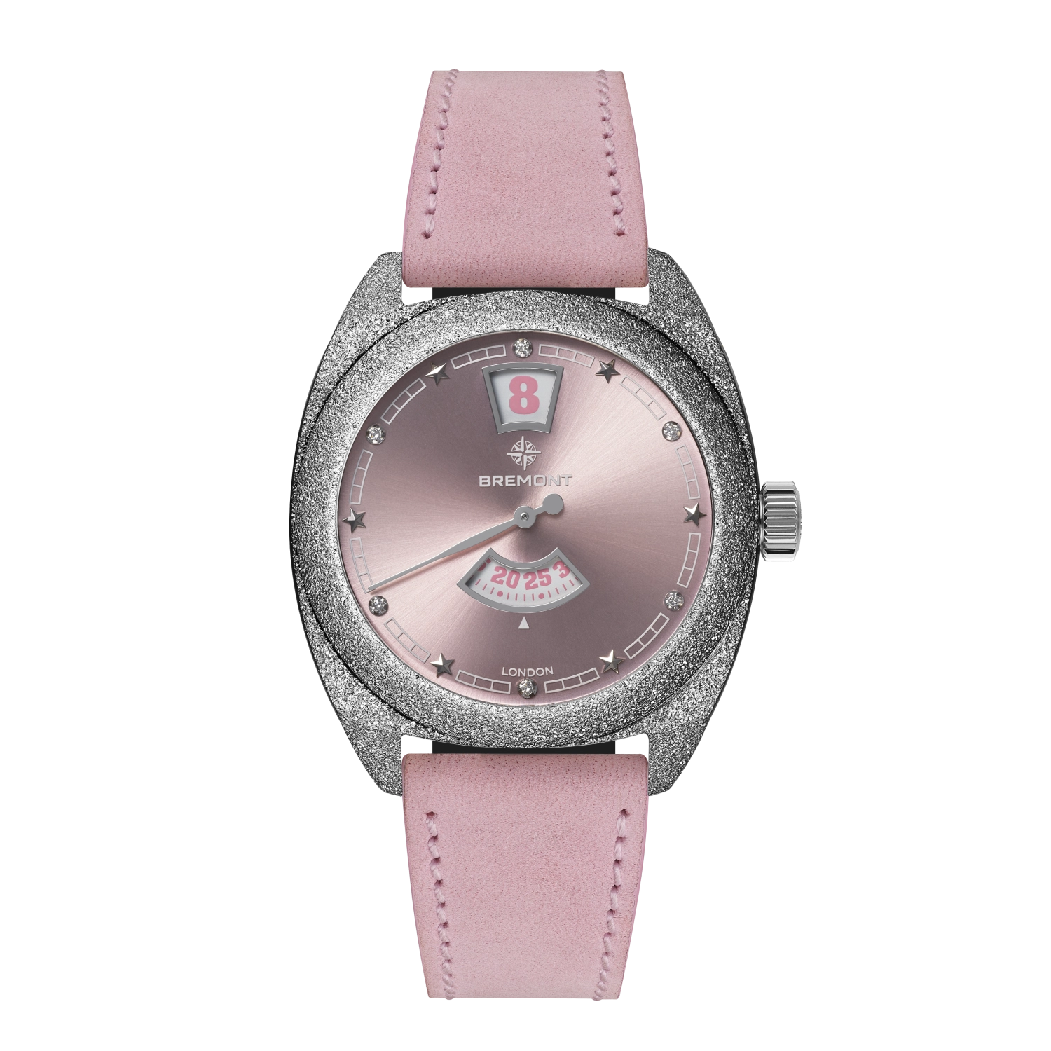 Terra Nova 35mm Jumping Hour Frosted Pink Leather Strap