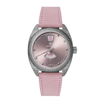 Terra Nova 35mm Jumping Hour Frosted Pink Leather Strap