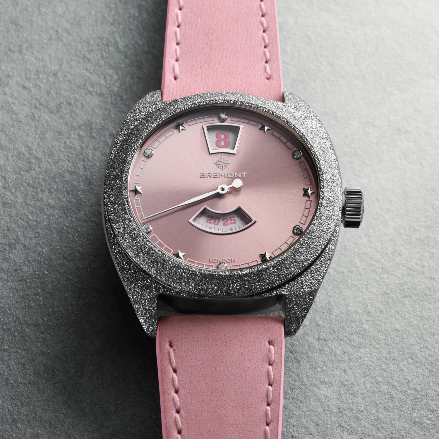 Terra Nova 35mm Jumping Hour Frosted Pink Leather Strap