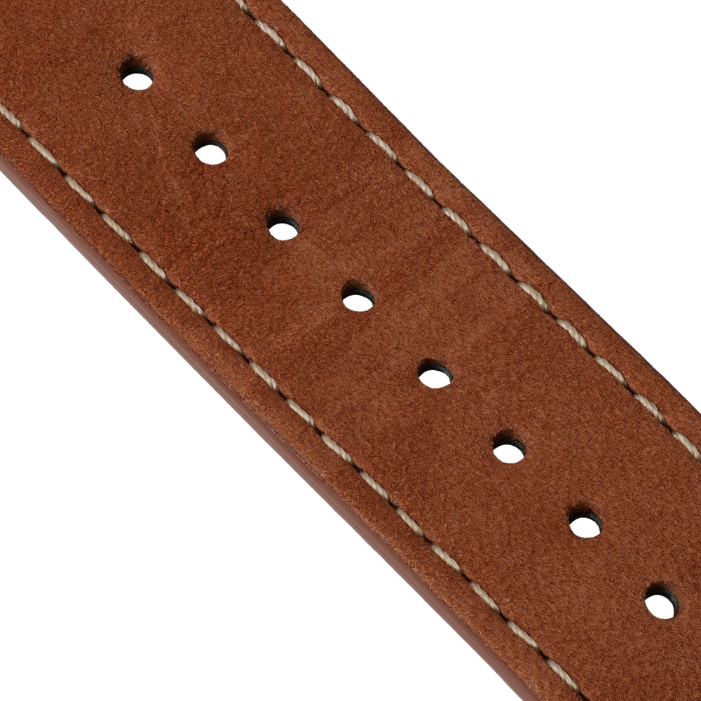 Brown Leather Strap - Cream Box Stitch