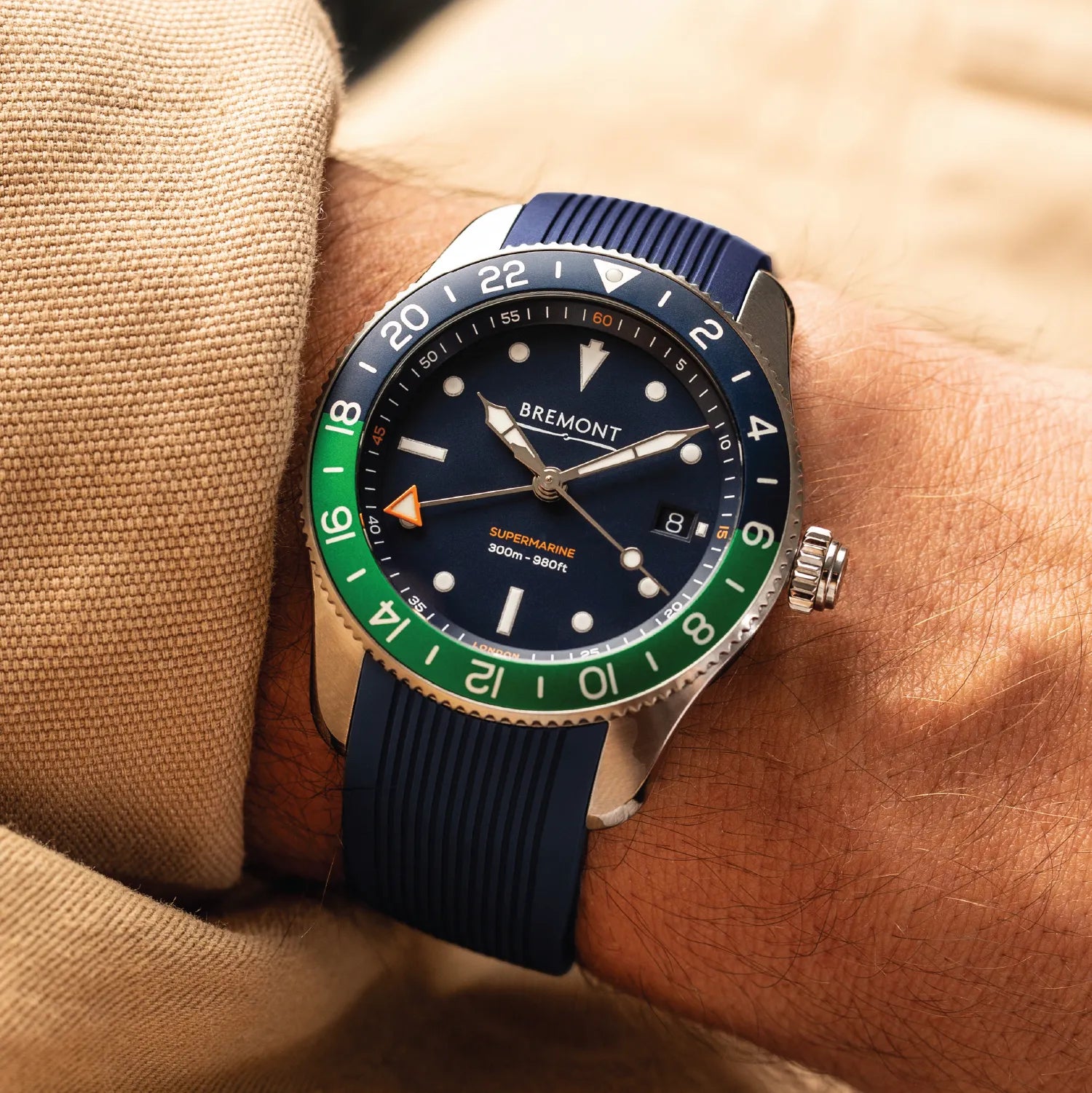 S302 Blue integrated rubber strap Bremont Watch Company