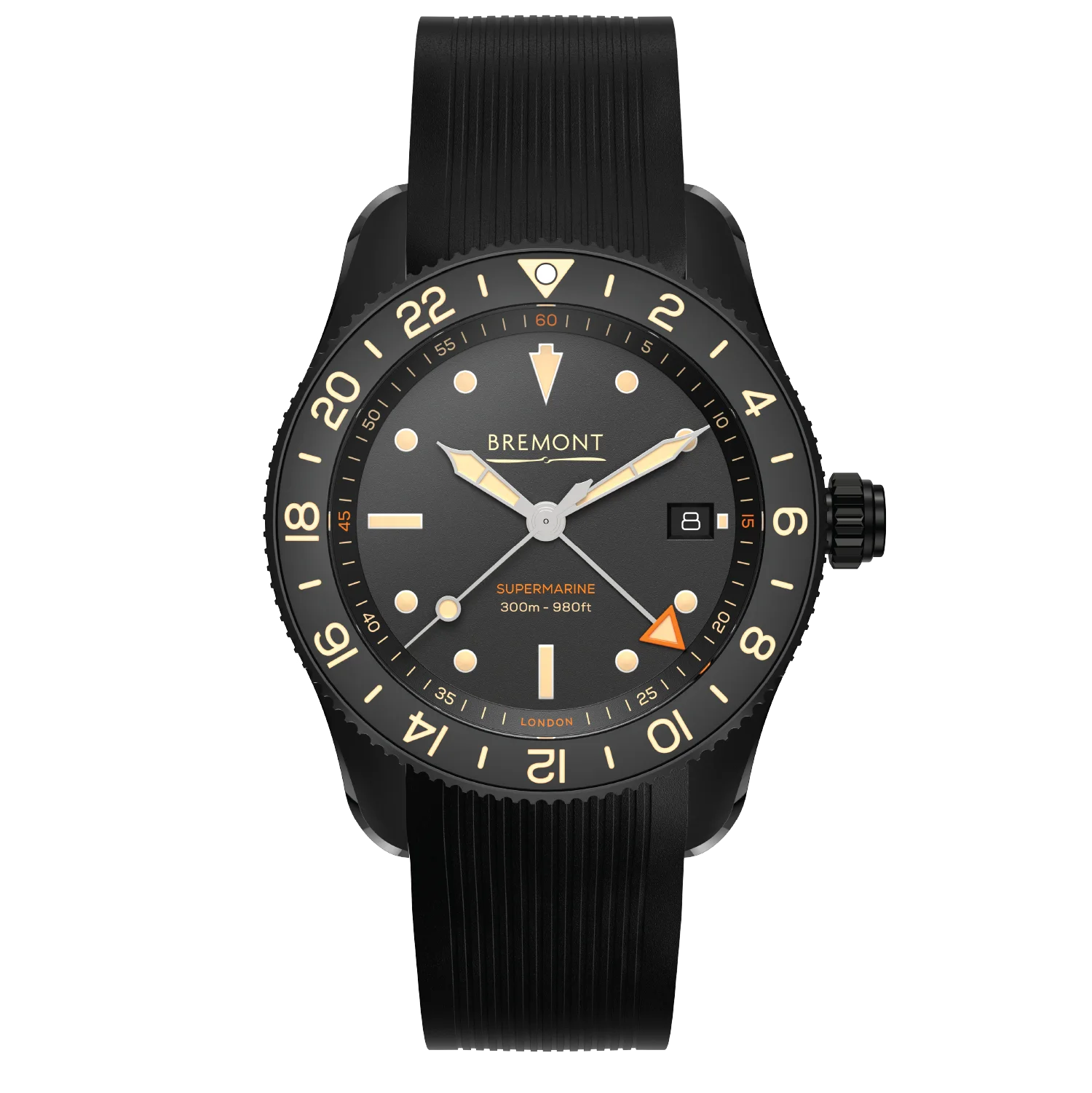 Bremont Watch Company Watches | Mens | Supermarine Regular length (15cm - 19cm wrist size) S302 (JET Rubber)