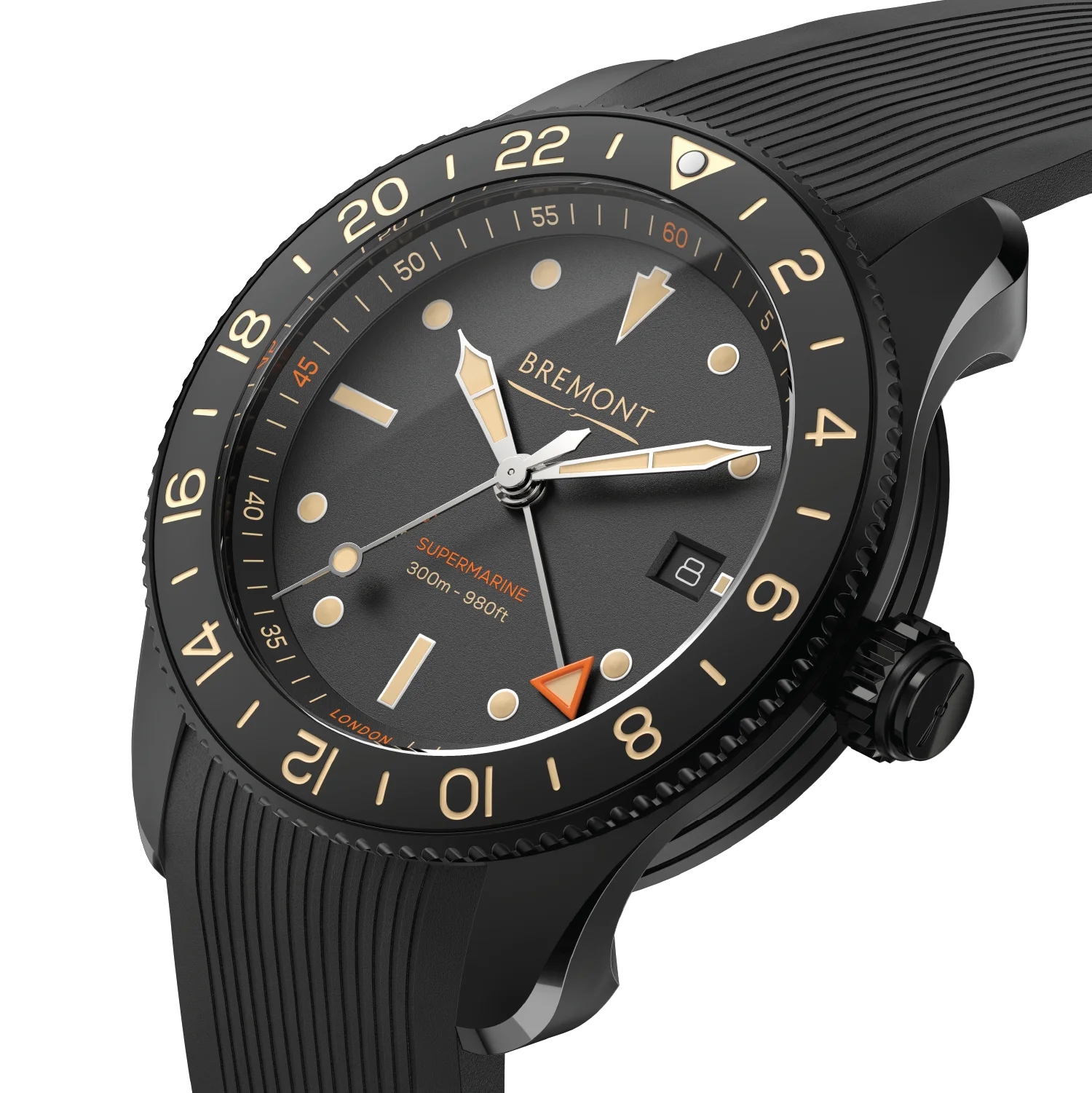 Bremont Watch Company Watches | Mens | Supermarine Regular length (15cm - 19cm wrist size) S302 (JET Rubber)