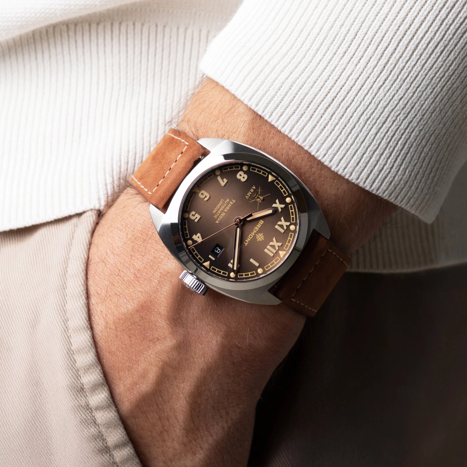 Bremont Watch Company Watches | Mens | HMAF HMAF Terra Nova 40.5mm Date Leather Strap