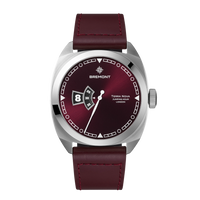 Terra Nova 40.5mm Jumping Hour Burgundy Leather Strap