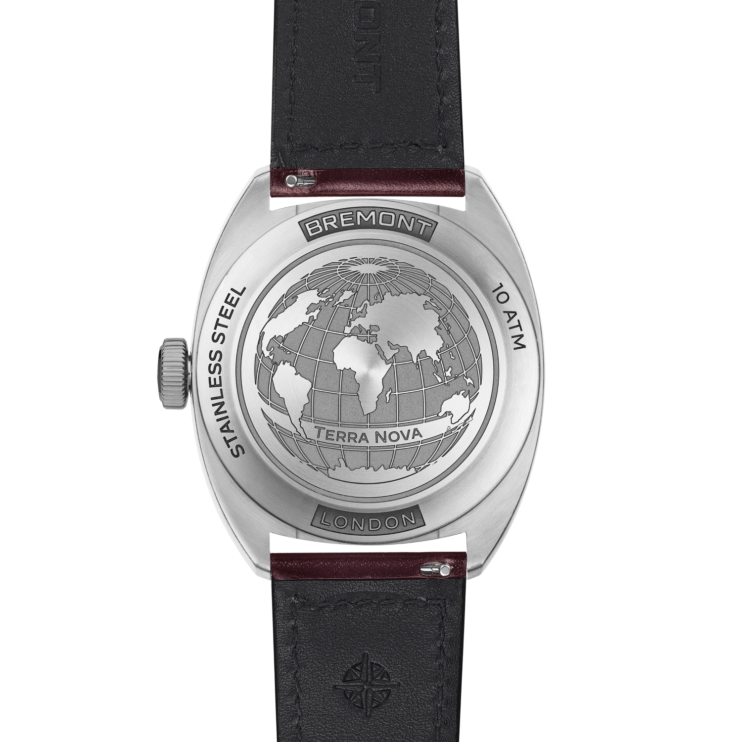 Terra Nova 40.5mm Jumping Hour Burgundy Leather Strap