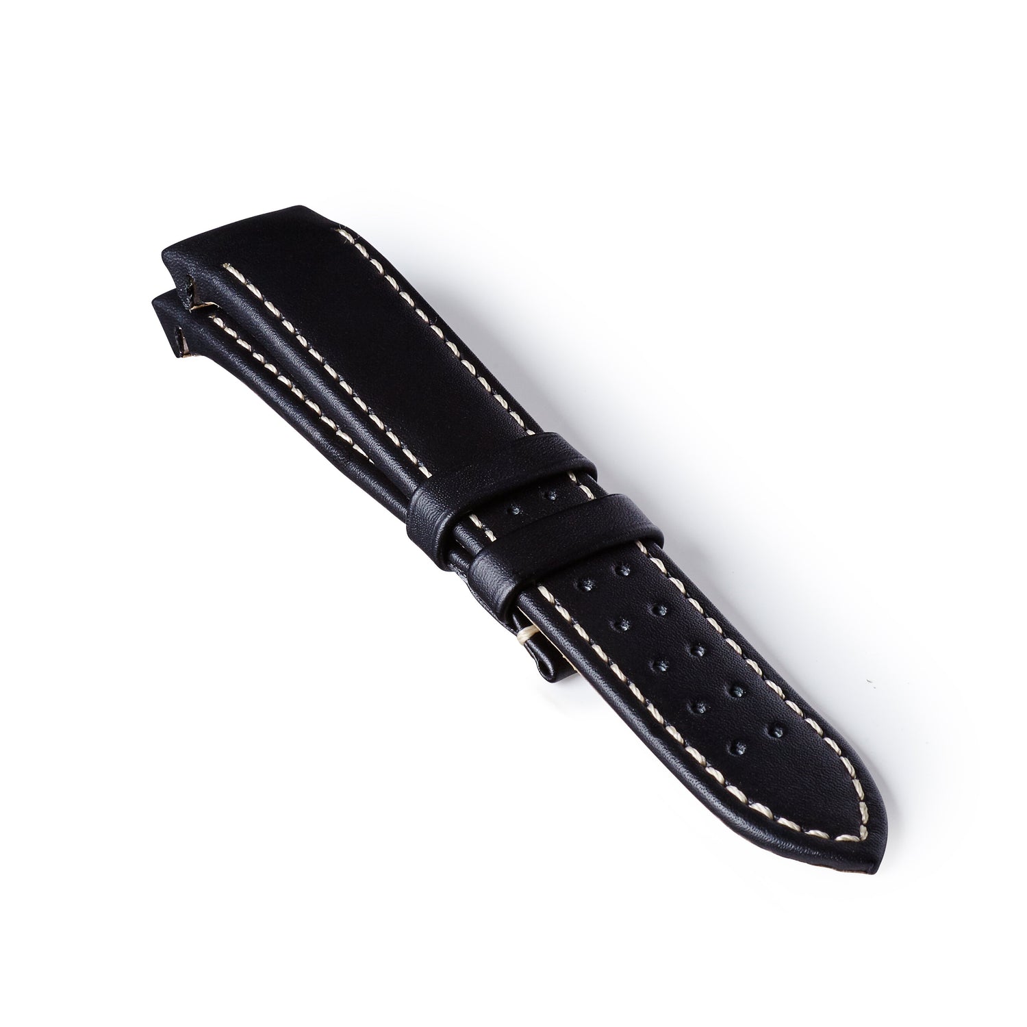Bremont Chronometers Straps | Mens | Leather 22mm / Regular Leather Strap - EP120 Black/White