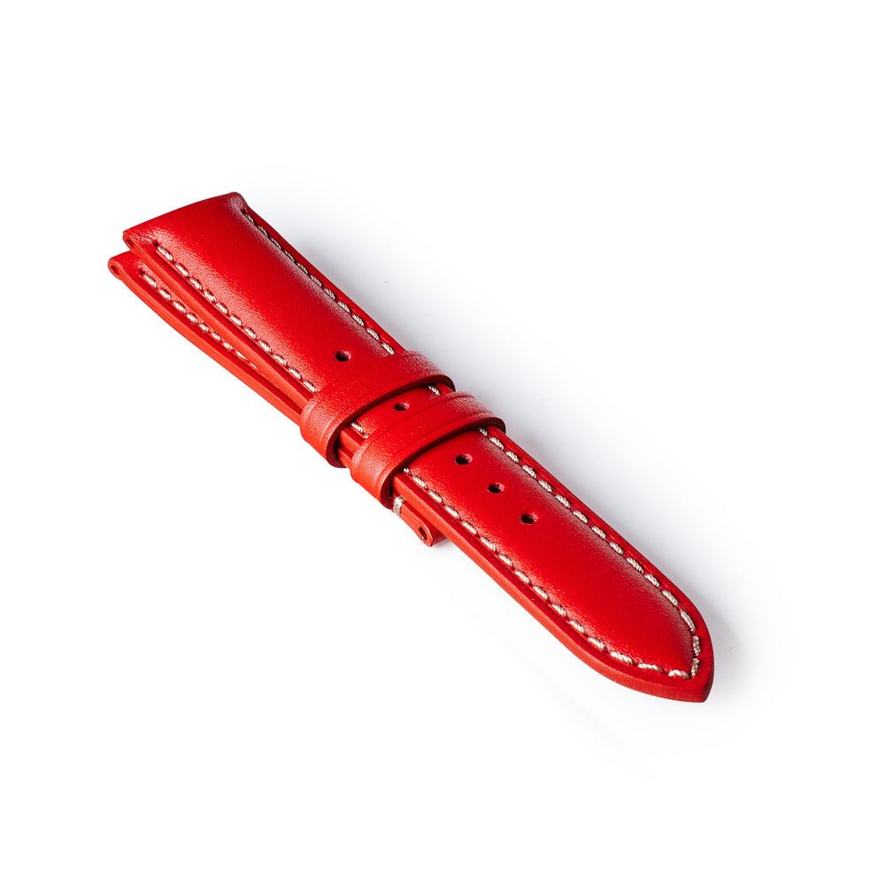 Bremont Chronometers Straps | Mens | Leather 20mm / Regular Leather Strap - Red/White