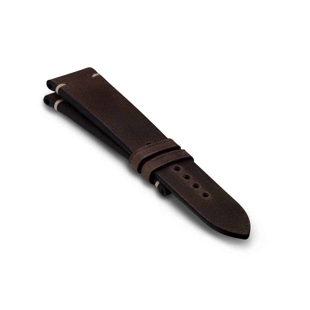 Bremont Chronometers Straps | Mens | Leather | Vintage Vintage Leather Strap - Dark Brown - Side Stitch