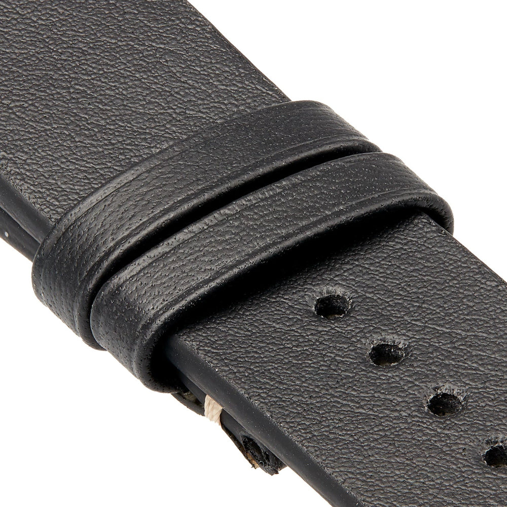 Bremont Watch Company Vintage Leather Strap - Black - Side Stitch