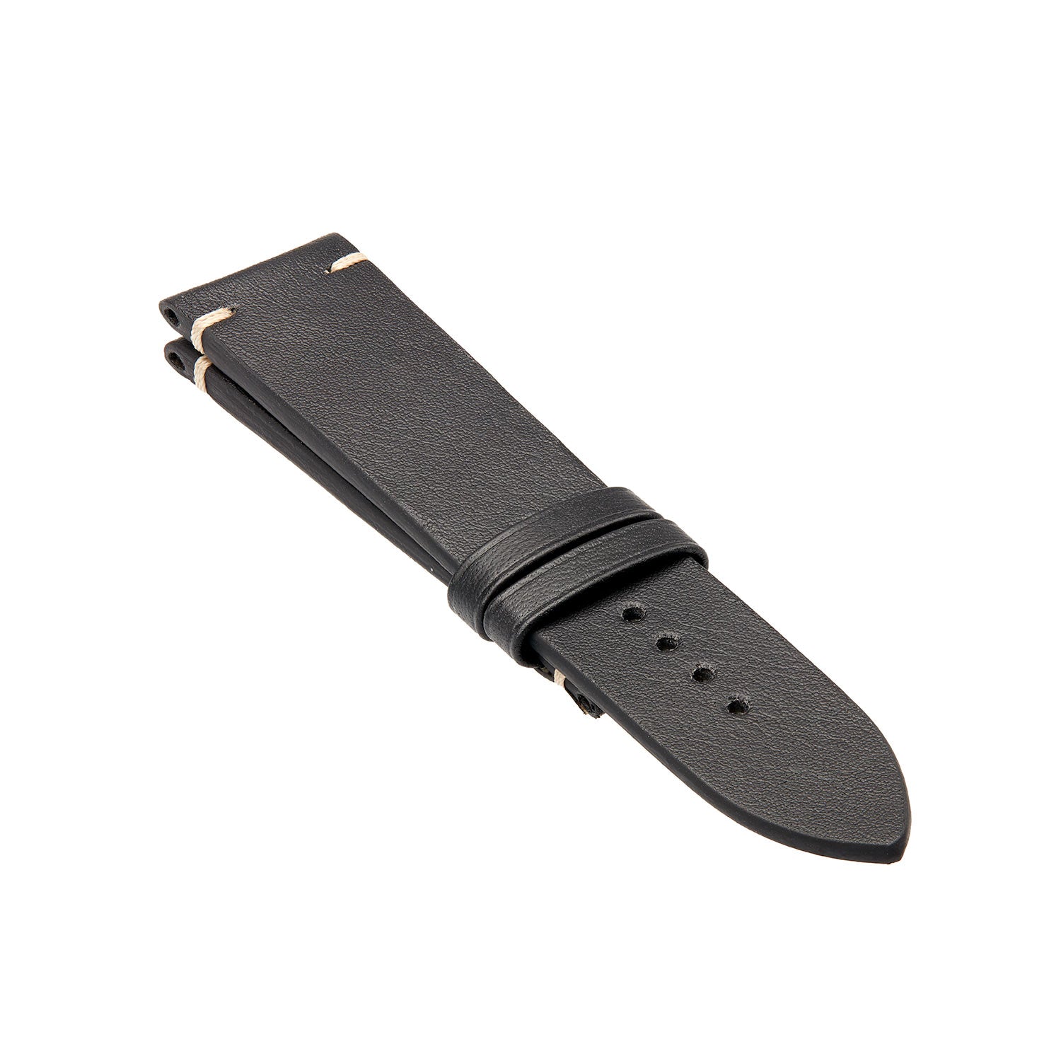 Bremont Watch Company Vintage Leather Strap - Black - Side Stitch