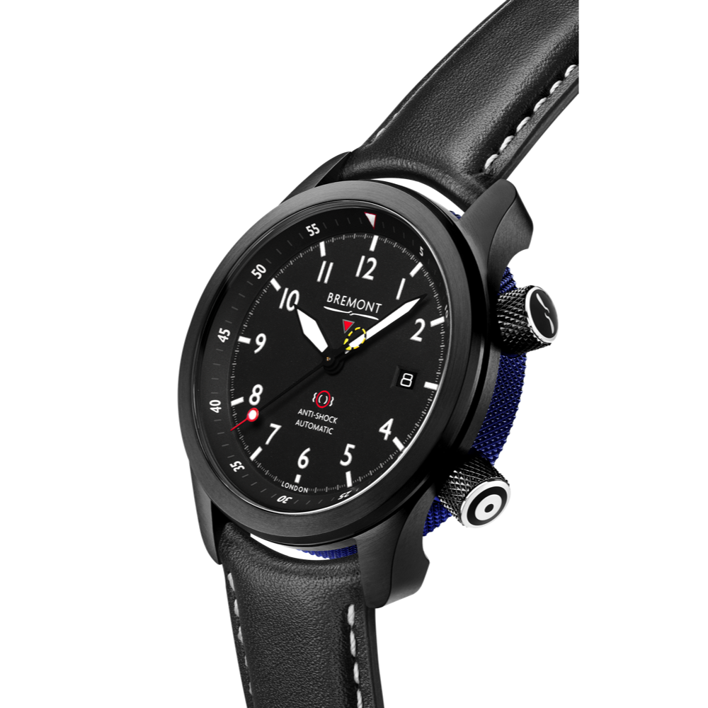 Bremont Watch Company Configurator MBII Custom DLC, Black Dial with Blue Barrel & Closed Case Back
