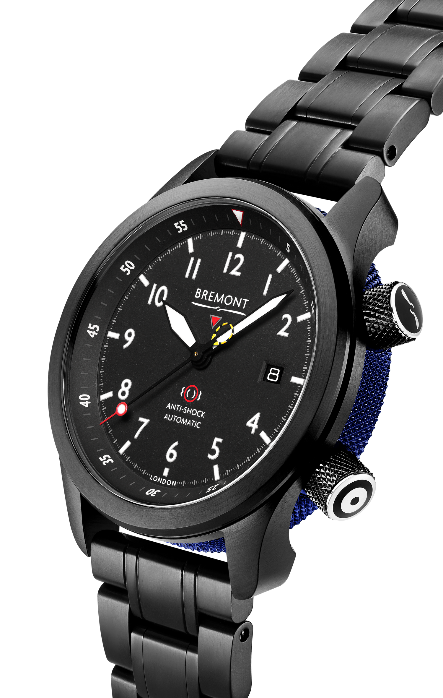 Bremont Watch Company Configurator MBII Custom DLC, Black Dial with Dark Blue Barrel & Open Case Back
