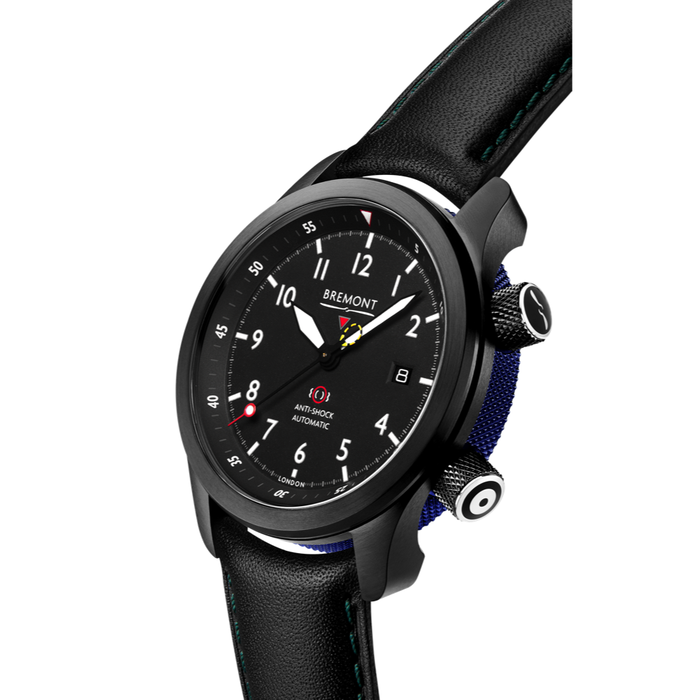 Bremont Watch Company Configurator MBII Custom DLC, Black Dial with Blue Barrel & Closed Case Back