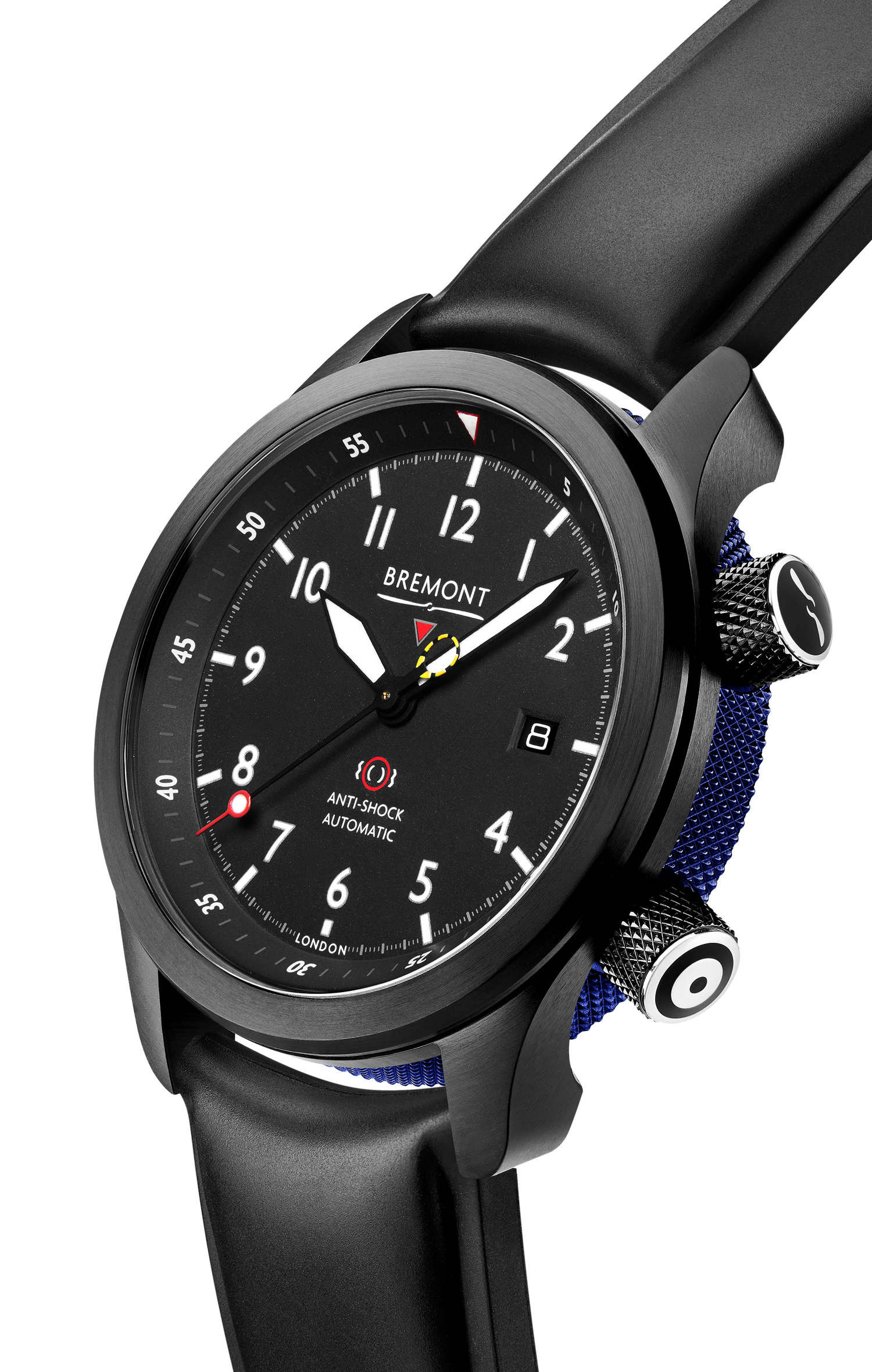 Bremont Watch Company Configurator MBII Custom DLC, Black Dial with Dark Blue Barrel & Open Case Back