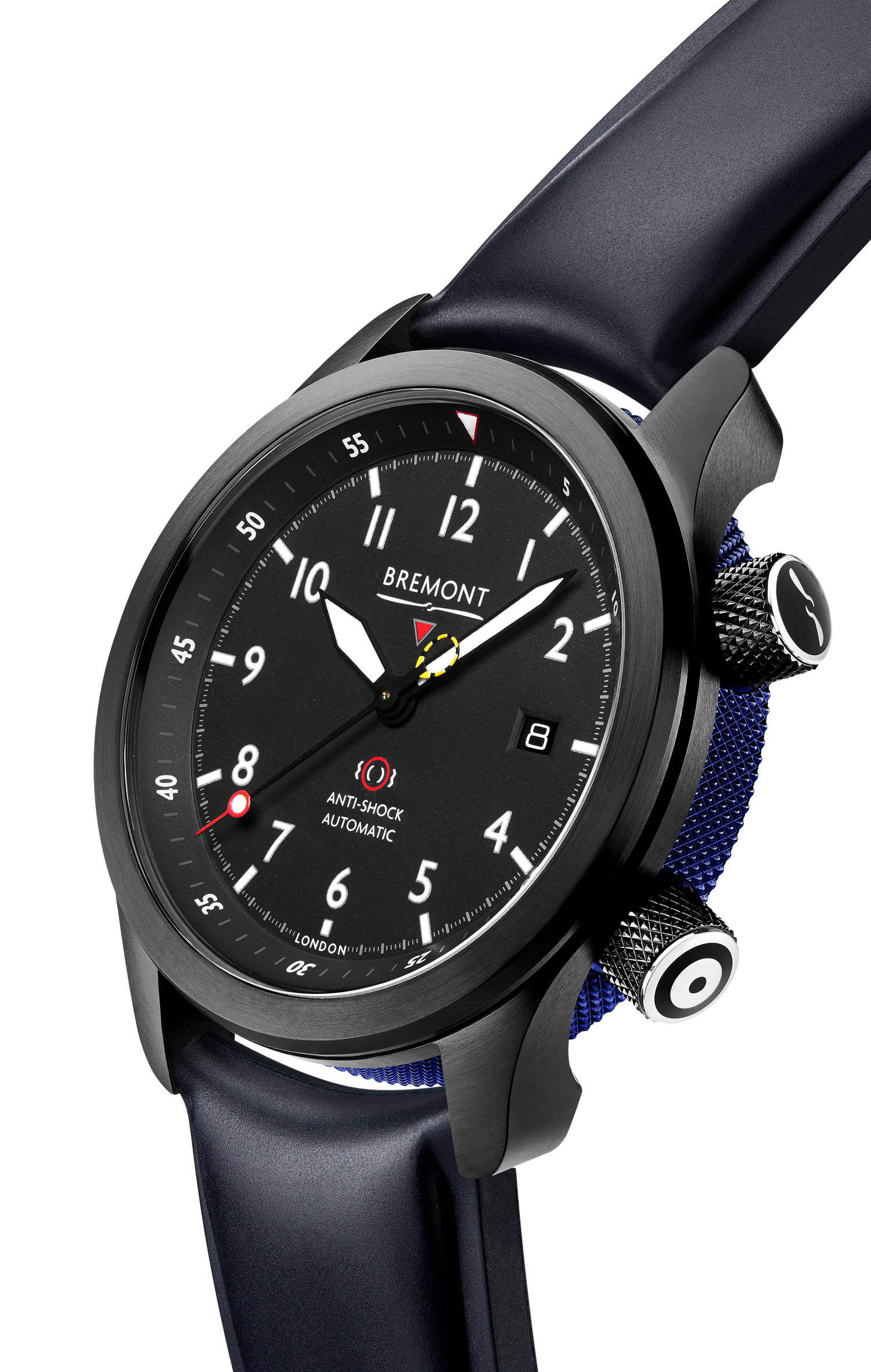 Bremont Watch Company Configurator MBII Custom DLC, Black Dial with Dark Blue Barrel & Open Case Back