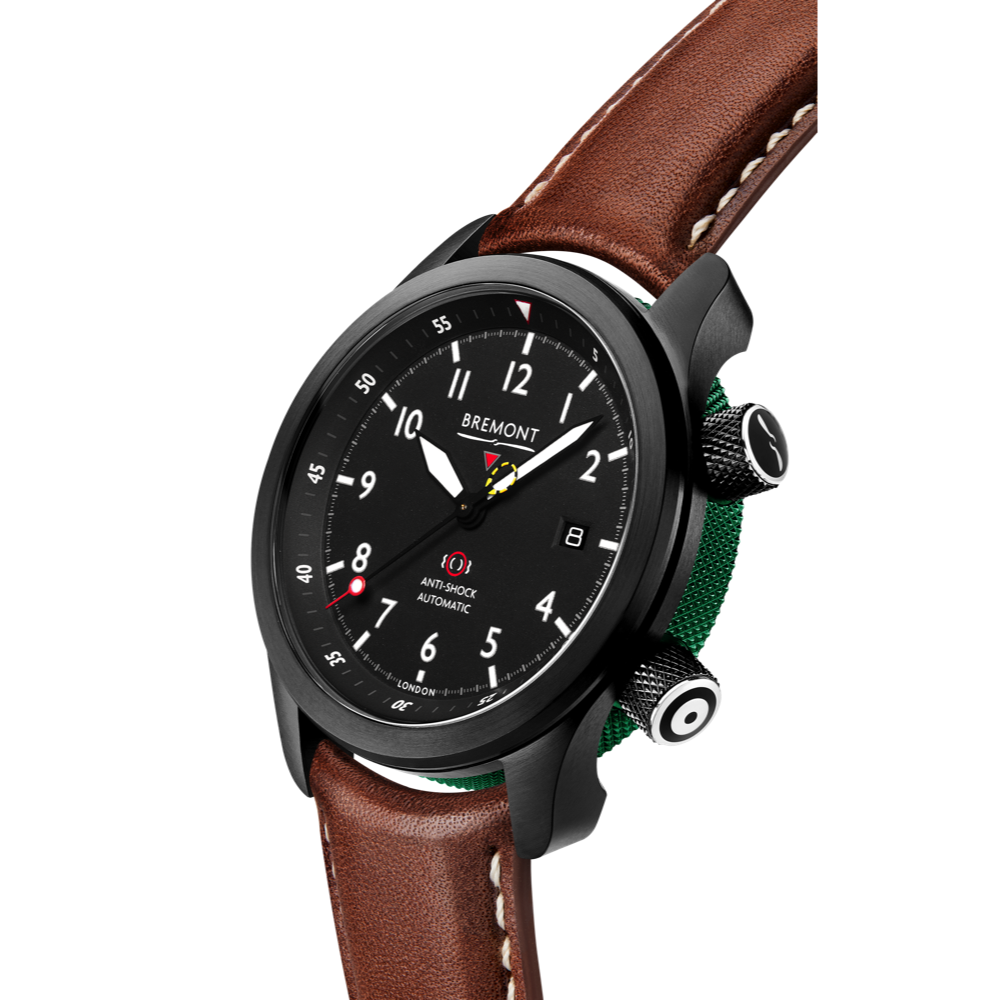 Bremont Watch Company Configurator MBII Custom DLC, Black Dial with Green Barrel & Closed Case Back