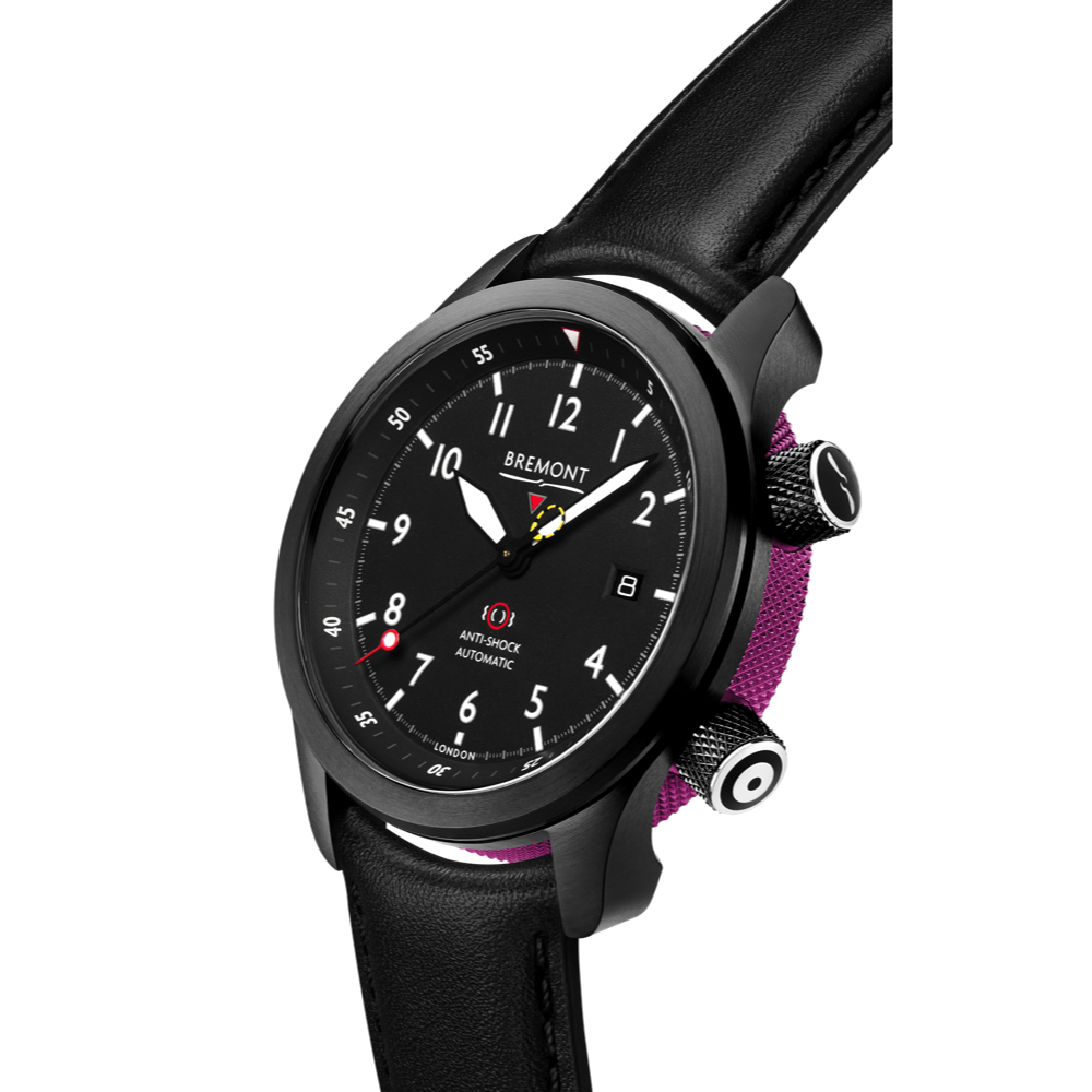Bremont Watch Company Configurator MBII Custom DLC, Black Dial with Purple Barrel & Closed Case Back