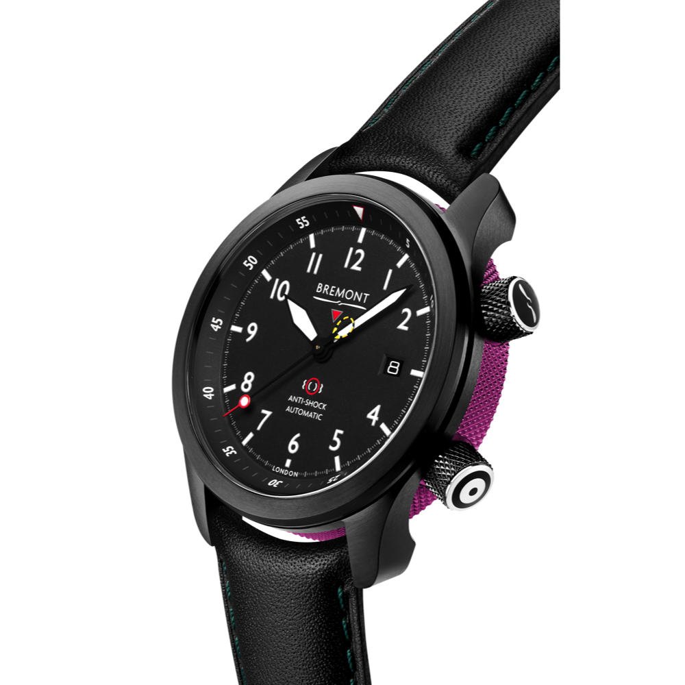 Bremont Watch Company Configurator MBII Custom DLC, Black Dial with Purple Barrel & Closed Case Back