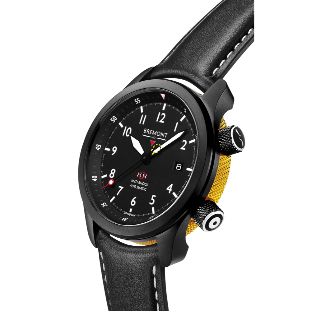 Bremont Watch Company Configurator MBII Custom DLC, Black Dial with Yellow Barrel & Open Case Back