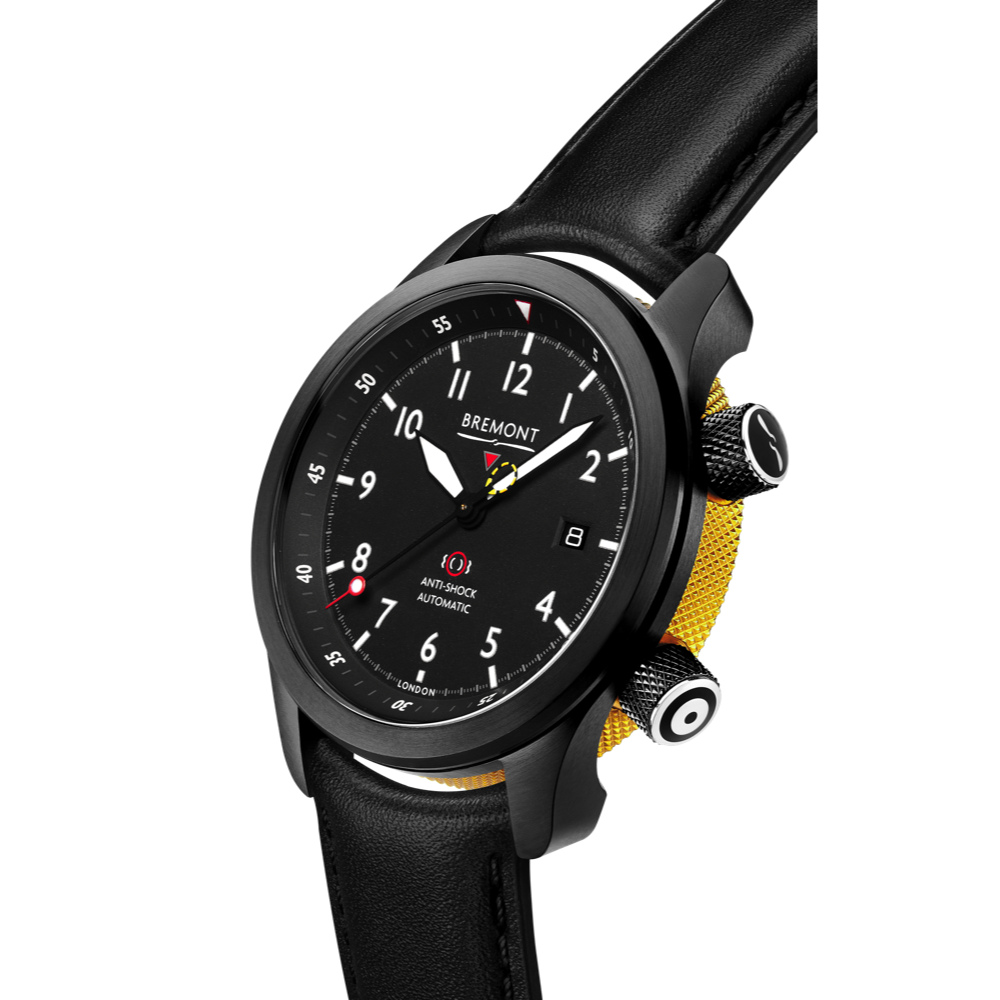 Bremont Watch Company Configurator MBII Custom DLC, Black Dial with Yellow Barrel & Closed Case Back