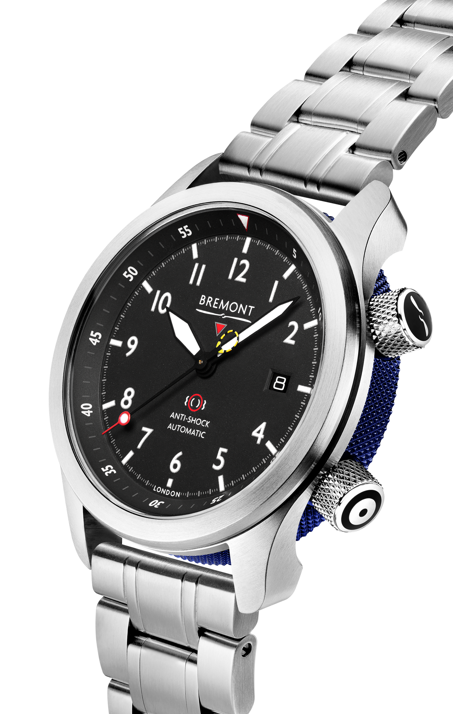 Bremont Watch Company Configurator MBII Custom Stainless Steel, Black Dial with Dark Blue Barrel & Open Case Back