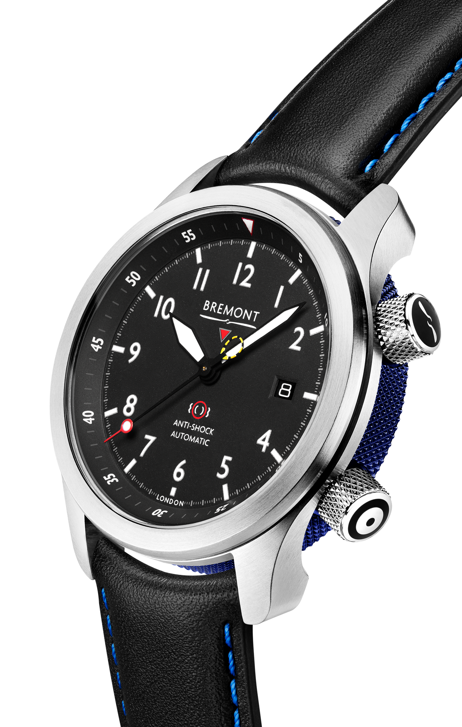 Bremont Watch Company Configurator MBII Custom Stainless Steel, Black Dial with Dark Blue Barrel & Closed Case Back