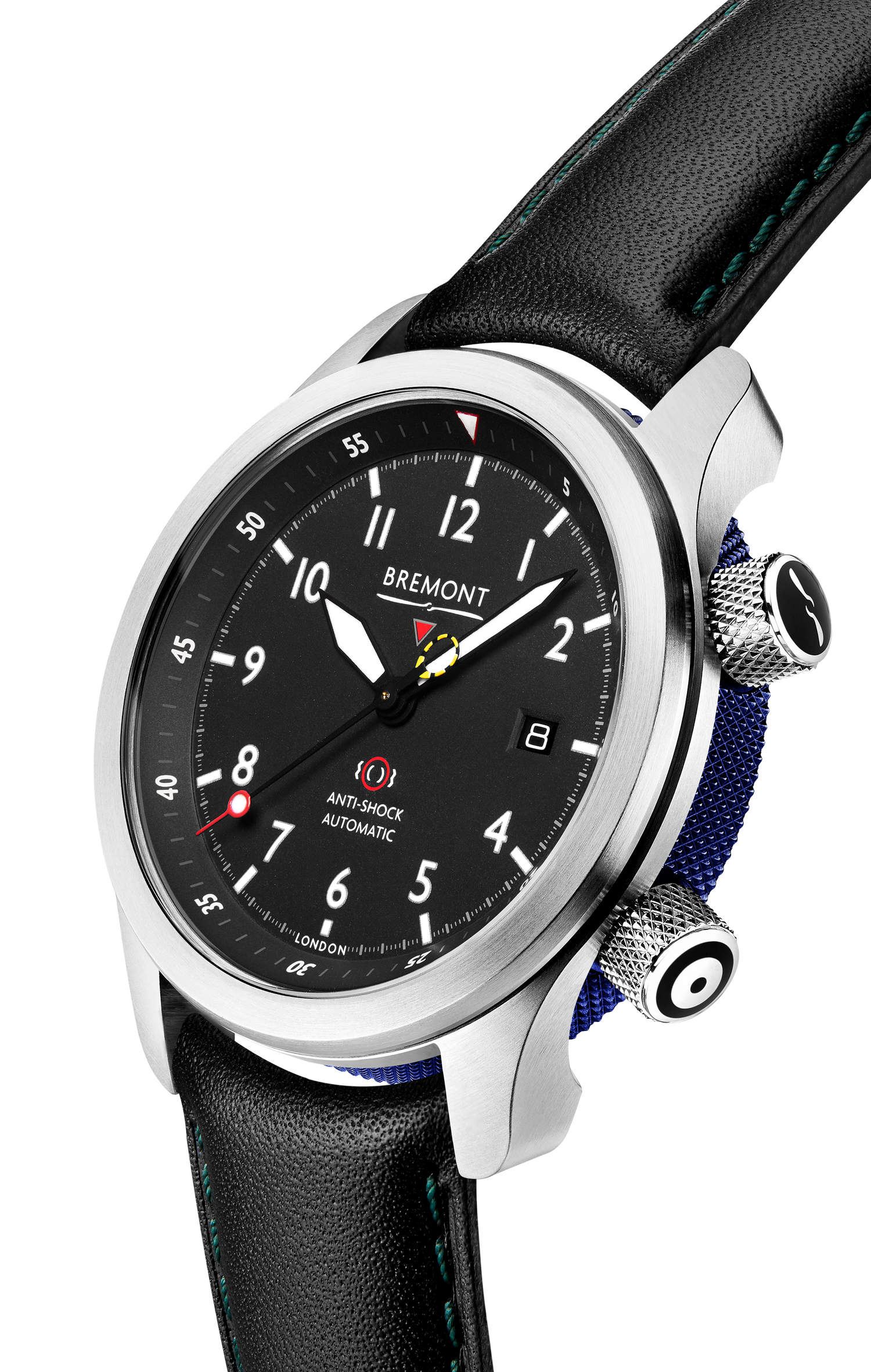 Bremont Watch Company Configurator MBII Custom Stainless Steel, Black Dial with Dark Blue Barrel & Closed Case Back