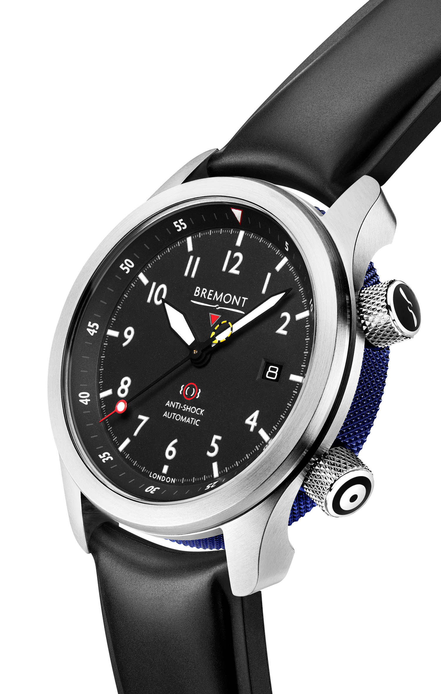 Bremont Watch Company Configurator MBII Custom Stainless Steel, Black Dial with Dark Blue Barrel & Closed Case Back