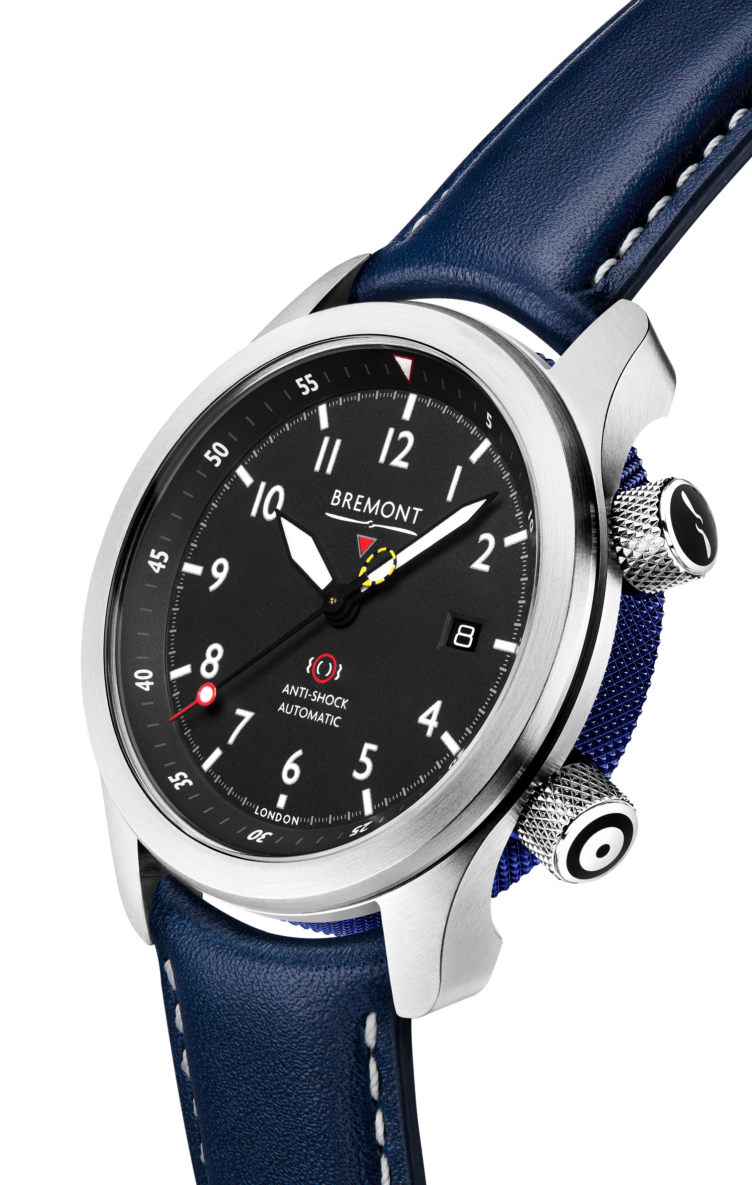 Bremont Watch Company Configurator MBII Custom Stainless Steel, Black Dial with Dark Blue Barrel & Closed Case Back