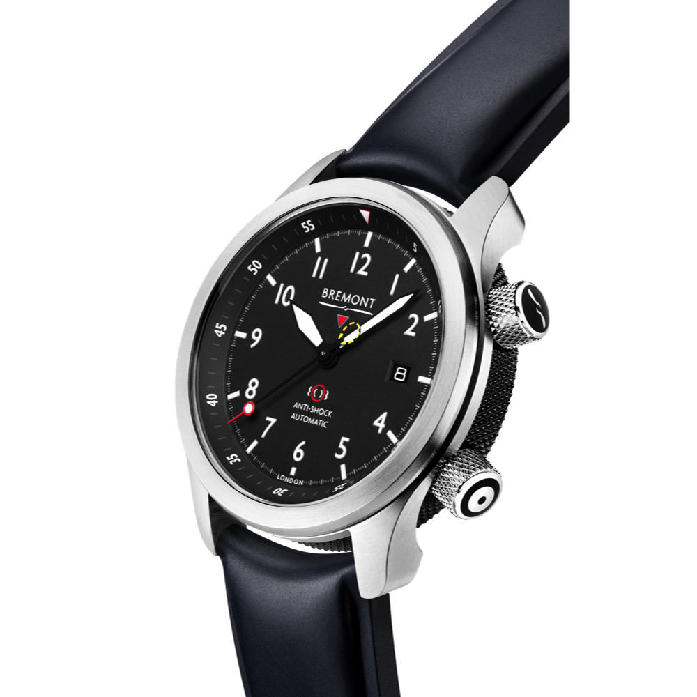 Bremont Watch Company Configurator MBII Custom Stainless Steel, Black Dial with Jet Barrel & Closed Case Back